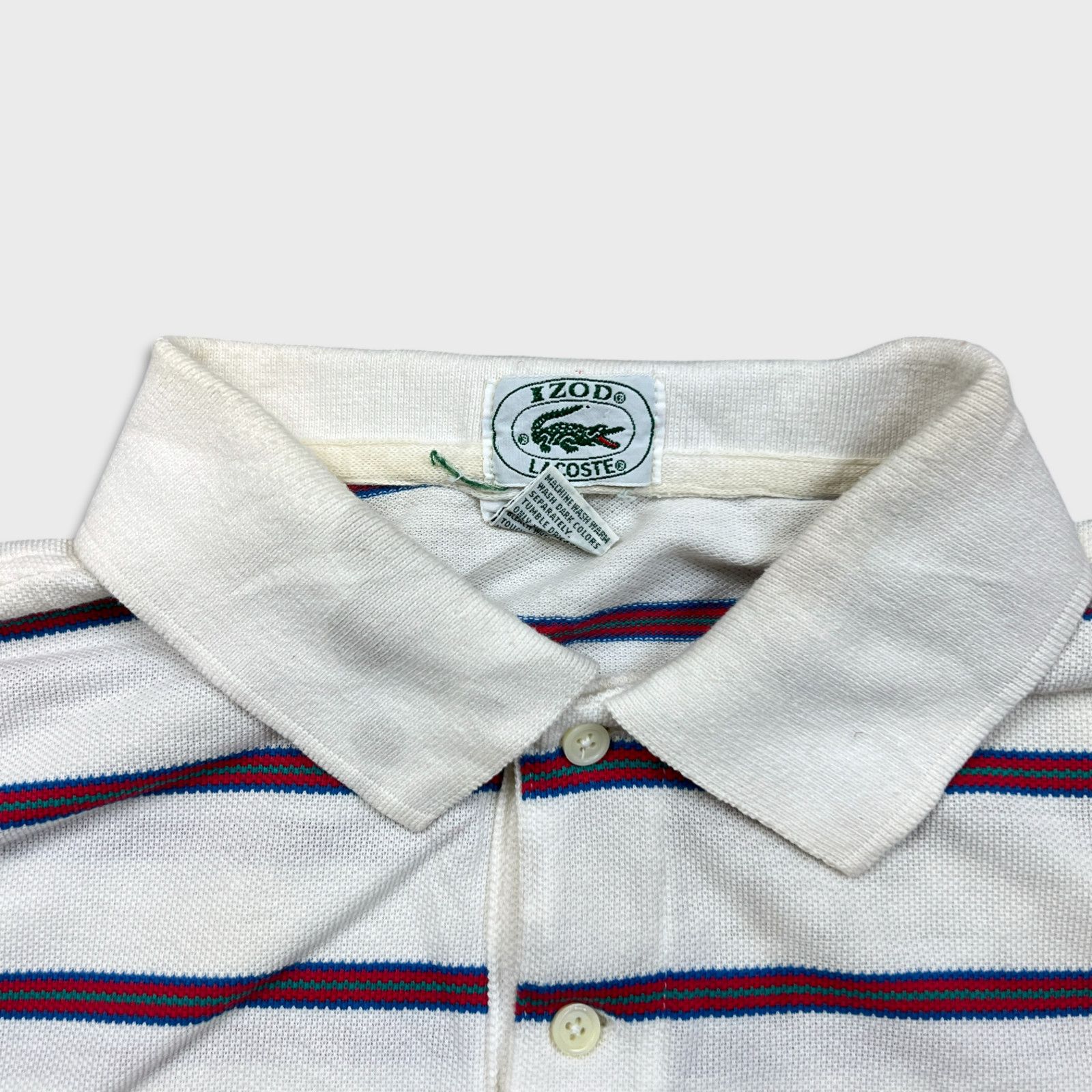 Izod × Lacoste × Vintage Vintage 80s Izod Lacoste Polo Shirt XL Striped Casual Preppy Size US XL / EU 56 / 4 - 2 Thumbnail