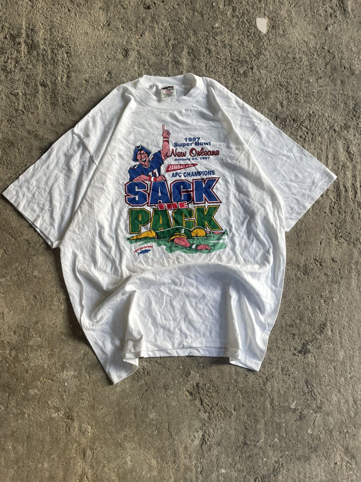 NFL 1997 NFL Super Bowl Patriots vs Packers single stitch tee Size US XL / EU 56 / 4 - 3 Thumbnail