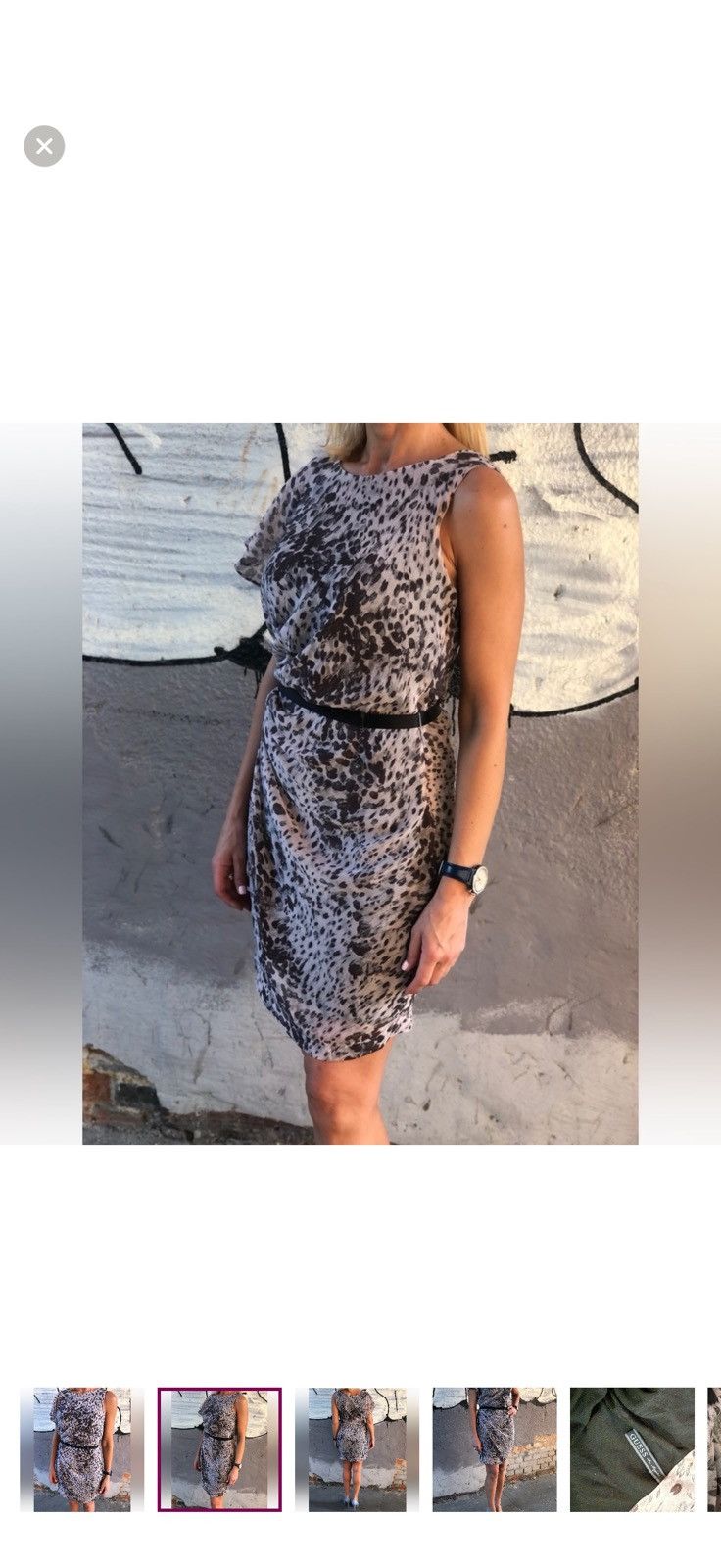 Guess Guess One-Shoulder Animal Print Dress with Black Belt Size S / US 4 / IT 40 - 2 Thumbnail