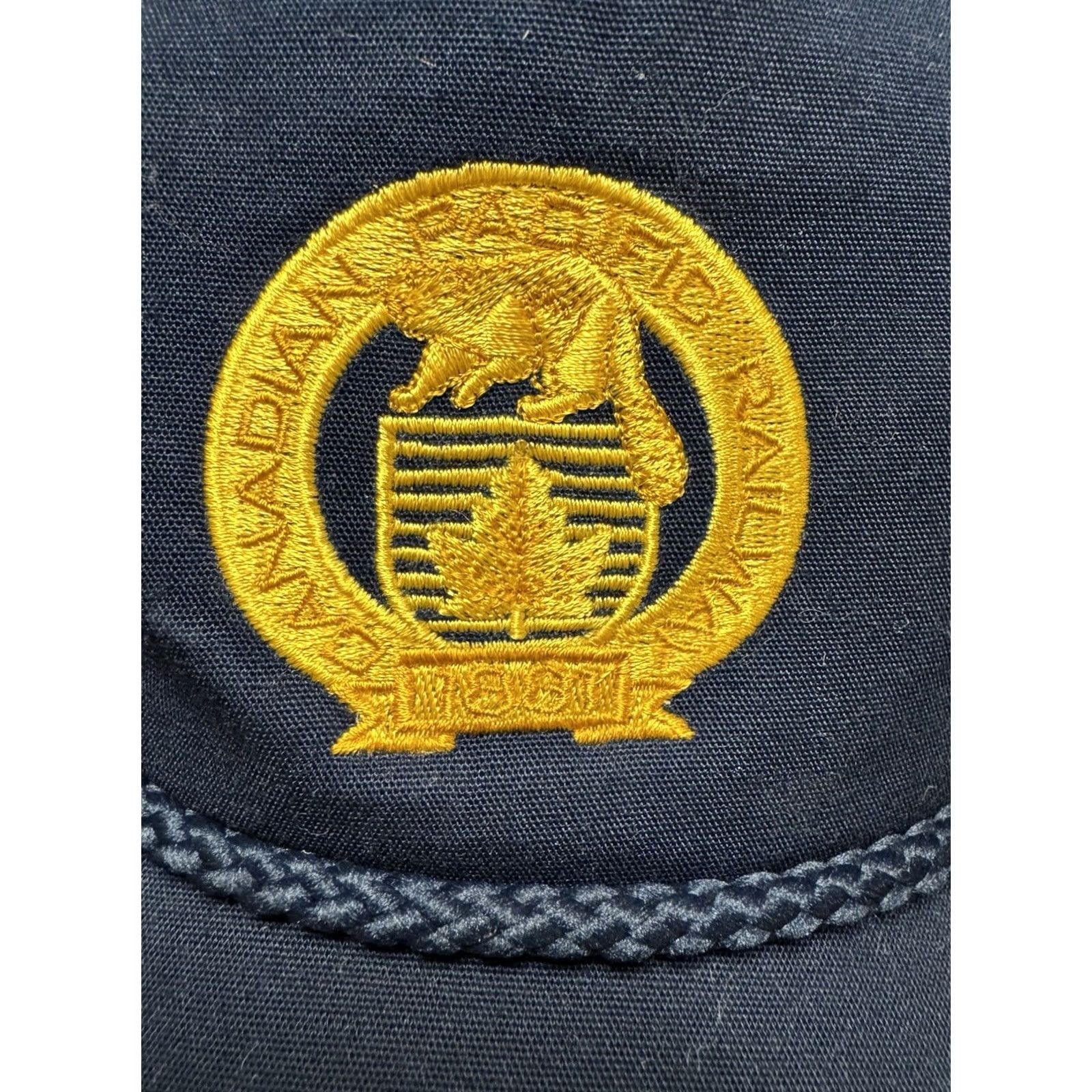 Vintage VINTAGE Yupoong Adjustable Hat Canadian Pacific Railway 1881 Navy Blue Snapback Mens One Size Cotton Polyester Adjustable Solid Transportation Classic Size ONE SIZE - 2 Thumbnail
