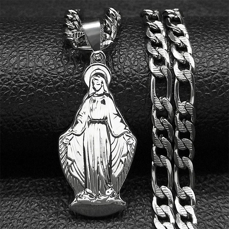 Jewelry Virgin Mary Pendant Charms Necklace Emblem Size ONE SIZE - 1 Thumbnail