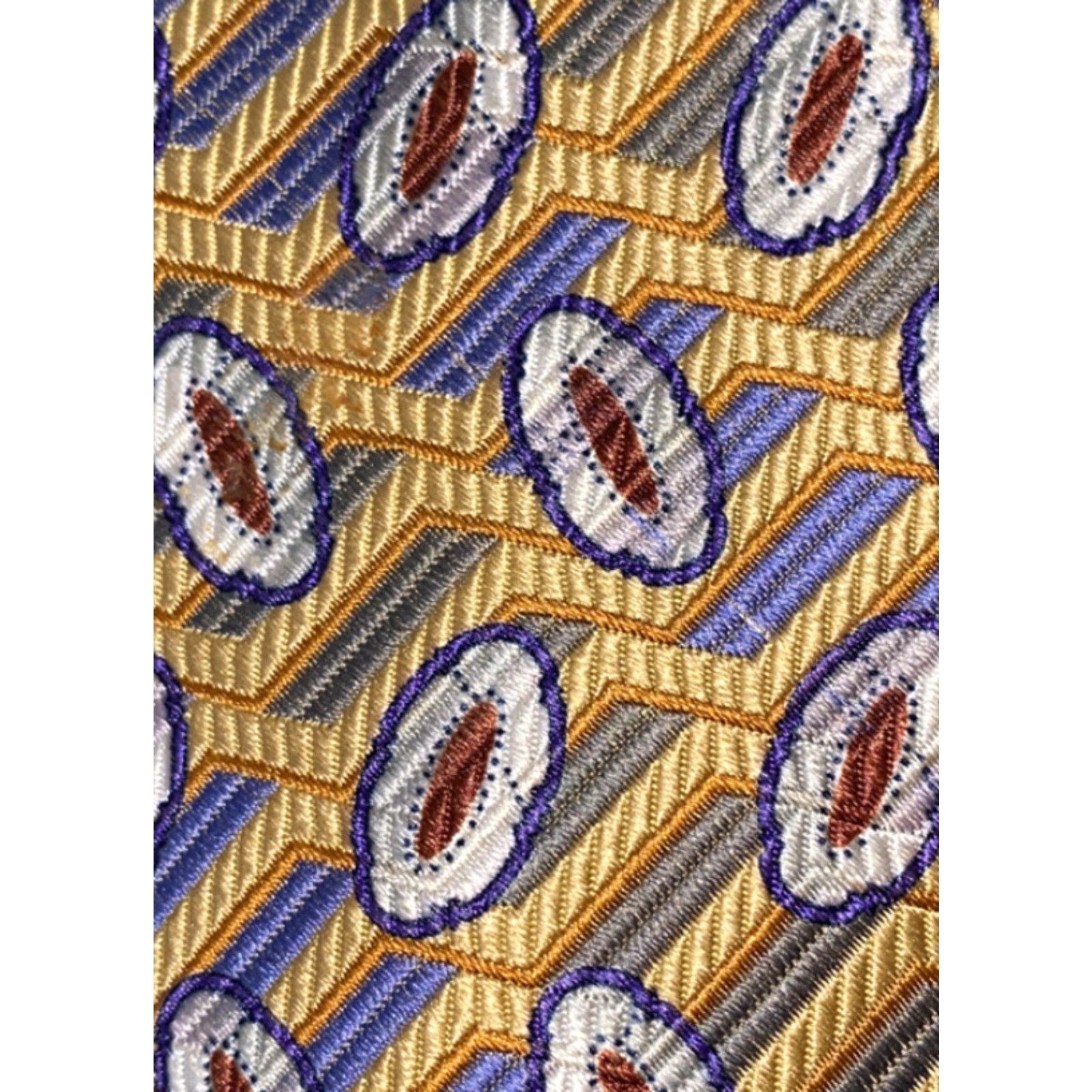 Robert Talbott Nordstrom Robert Talbott Silk Tie 57 Inches Yellow/Gray Multi-Color Tie Men Classic 57 in. Size ONE SIZE - 3 Thumbnail
