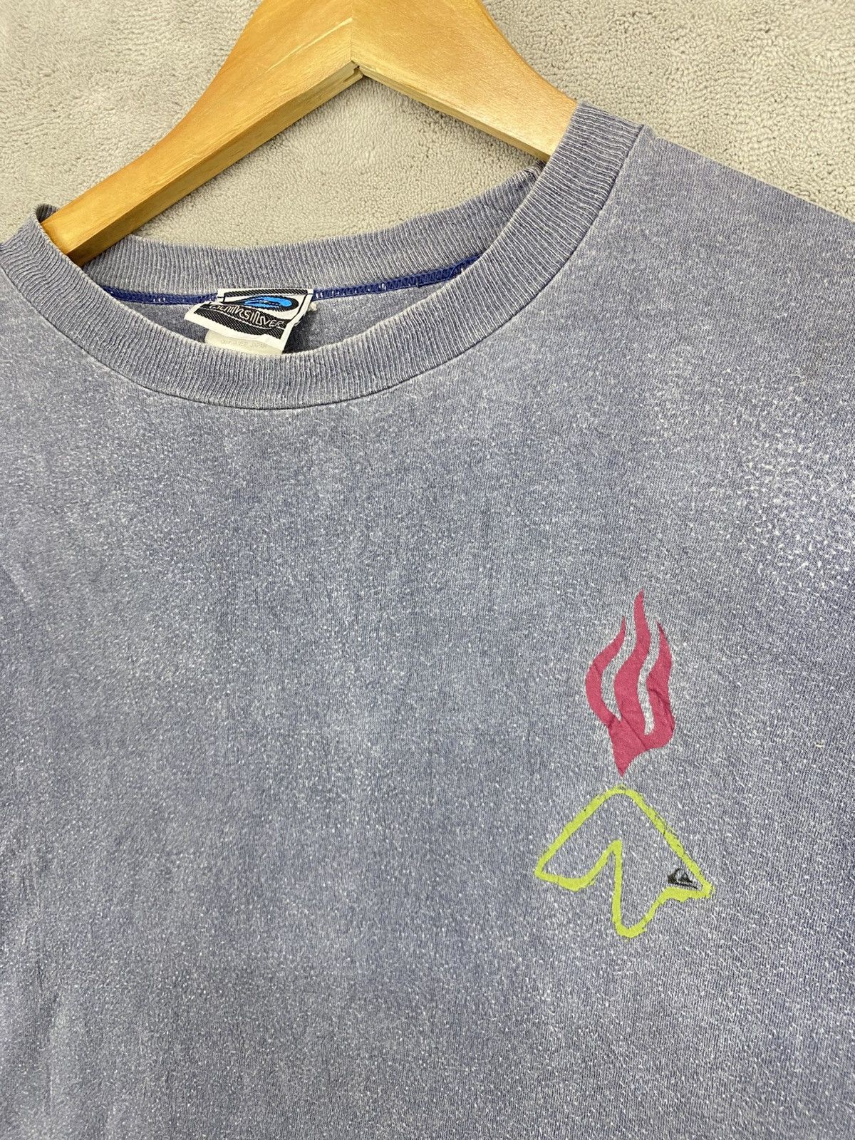 Quiksilver RaRe💥TRASHED FADED VINTAGE QUIKSILVER FIRE LOGO LONG SLEEVE Size US L / EU 52-54 / 3 - 4 Thumbnail