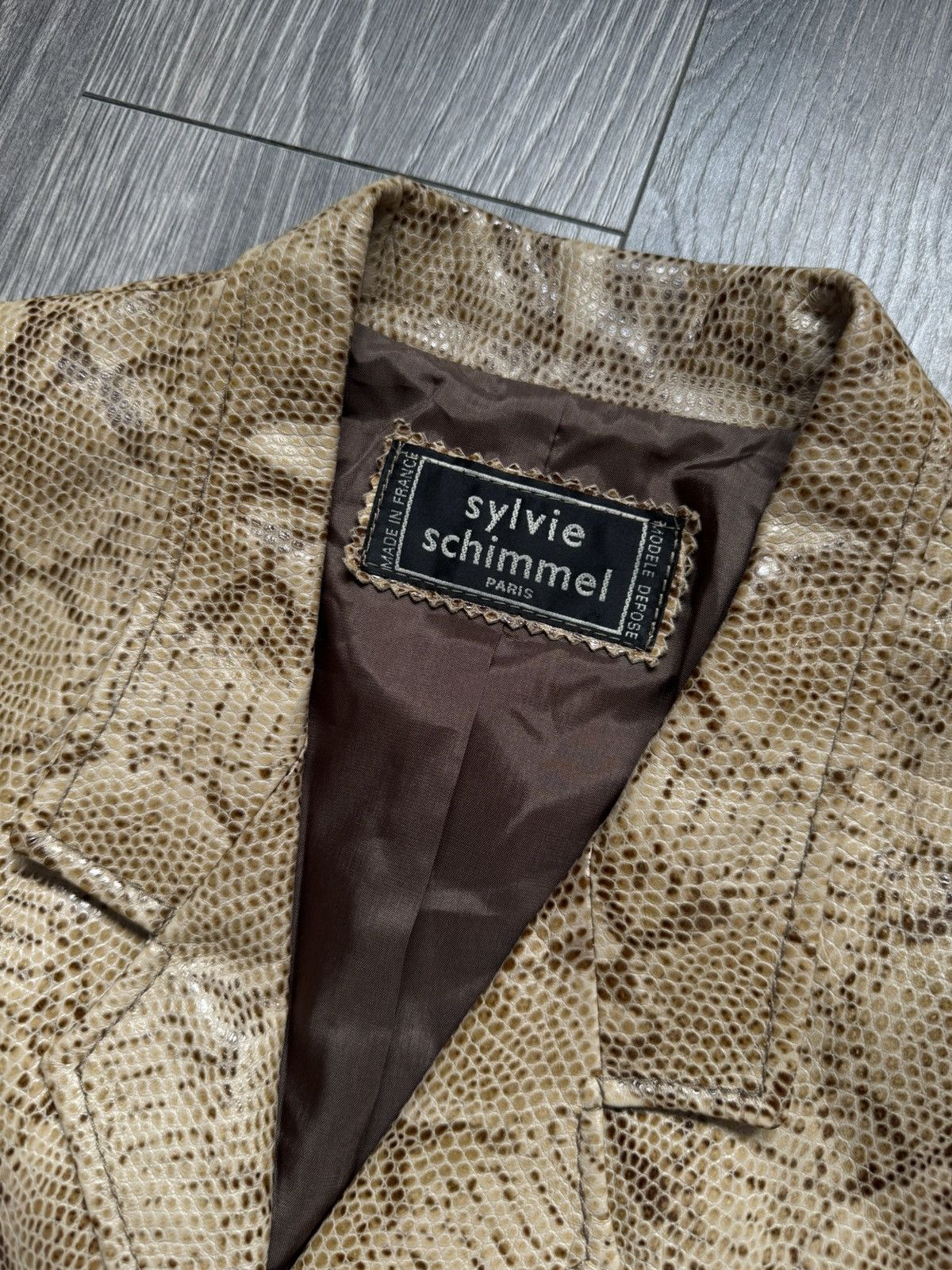 Vintage Sylvie Schimmel Paris Leather Python-print Jacket 42 Size M / US 6-8 / IT 42-44 - 4 Thumbnail