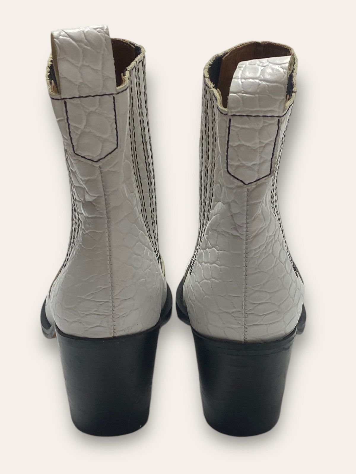 Ganni Vintage GANNI Leather White Chelsea High Top Cowboy Boots Size US 8 / IT 38 - 4 Thumbnail