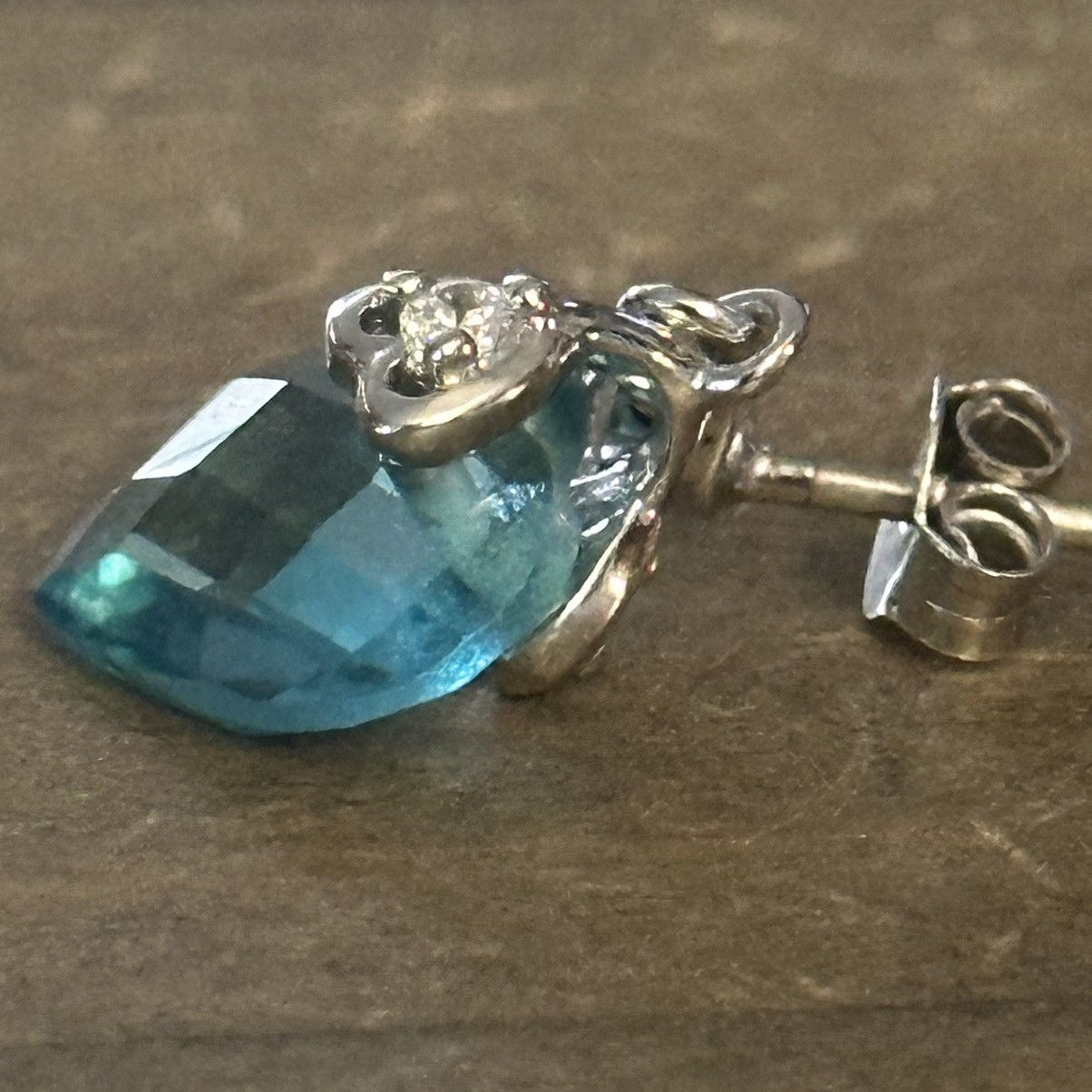 Other 925 blue gemstone dangle heart post earrings Size ONE SIZE - 4 Thumbnail
