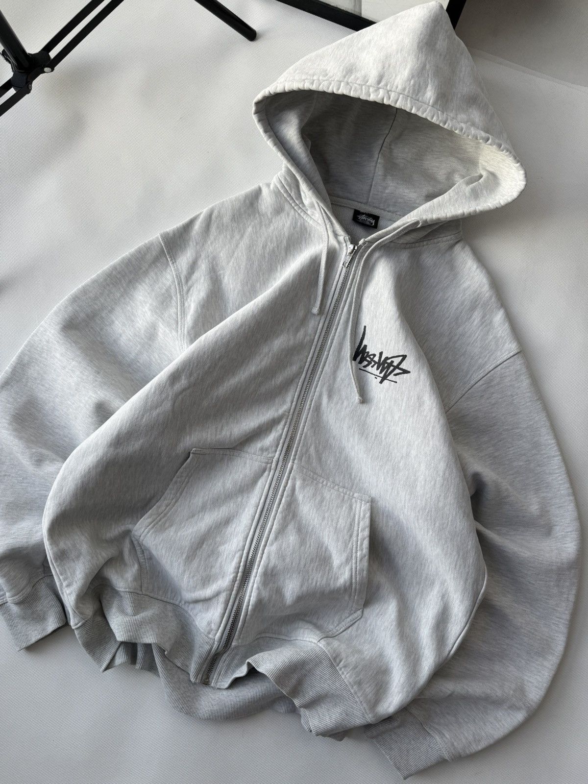Stussy STUSSY Zip Up Reverse LOGO OVERSIZE Zip Up Gray HOODIE Size US XL / EU 56 / 4 - 21 Thumbnail