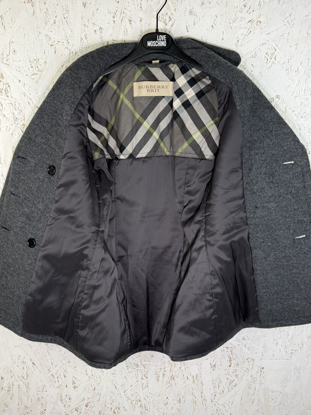 Burberry Burberry Brit Wool Pea Coat Grey Nova Check Lining IT40 US4 Size XS / US 0-2 / IT 36-38 - 6 Thumbnail