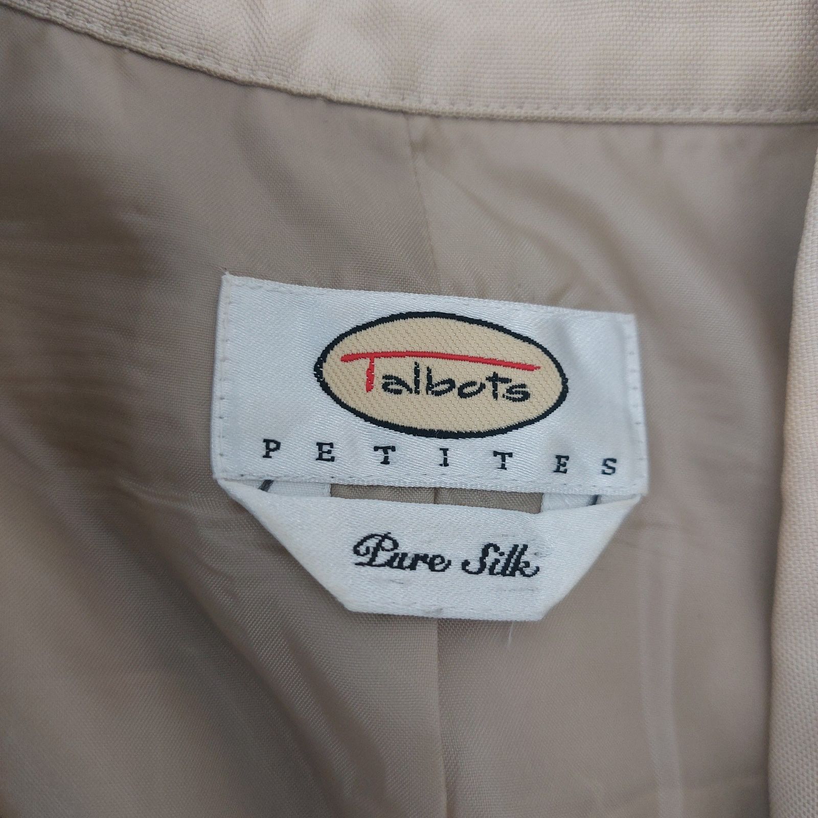 Other Talbots Petites Beige Pure 100% Silk Jacket Career M? Size M / US 6-8 / IT 42-44 - 3 Thumbnail