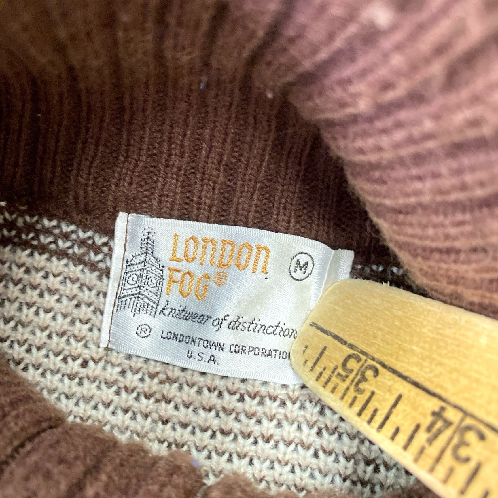 London Fog VINTAGE London Fog Acrylic Full Zip Sweater Womens M Brown Knit Size M / US 6-8 / IT 42-44 - 2 Thumbnail