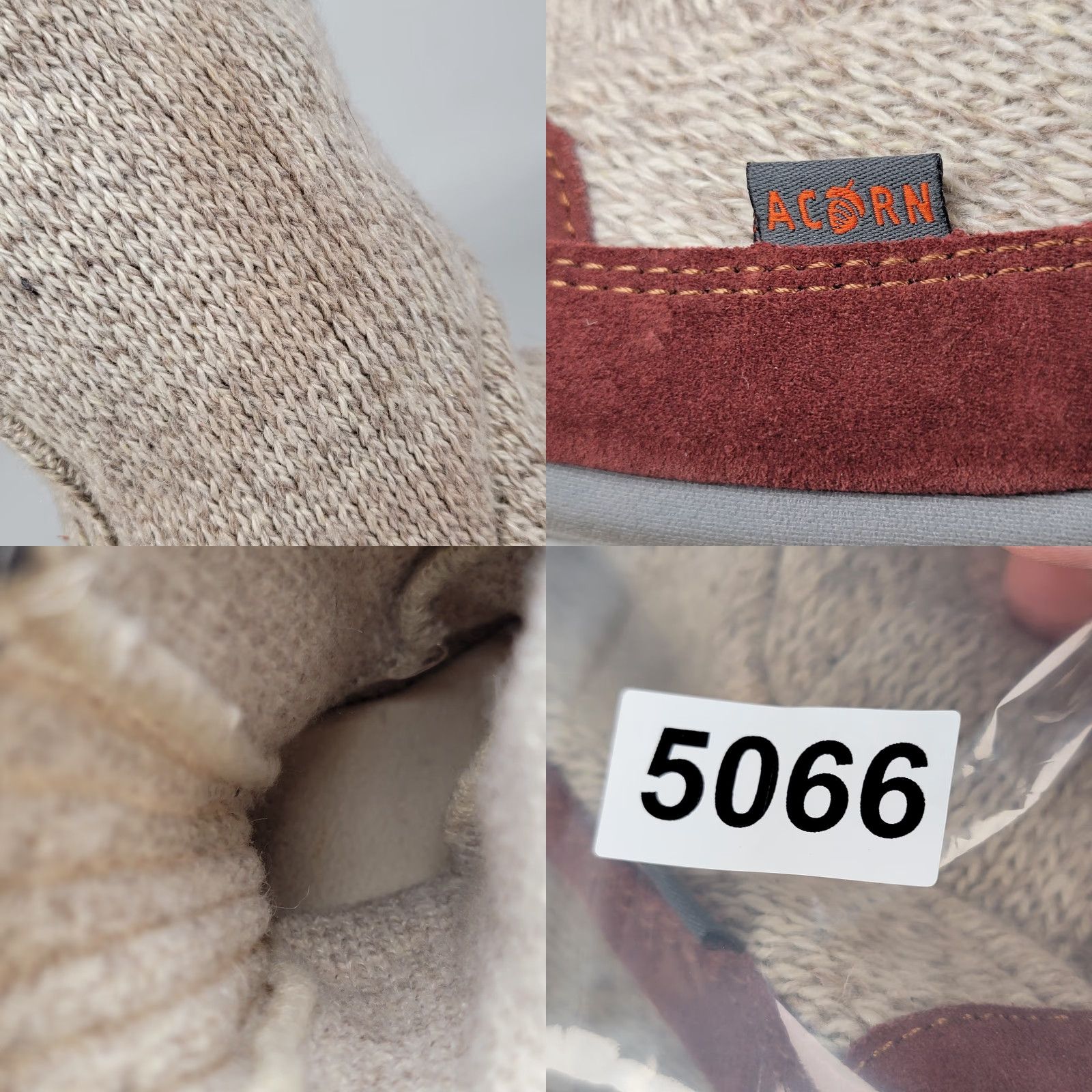 Vintage Acorn Men's Slouch Boots 9-10 Non-Slip Sole Biege Ragg Wool Brown Suede Size US 9 / EU 42 - 9 Thumbnail