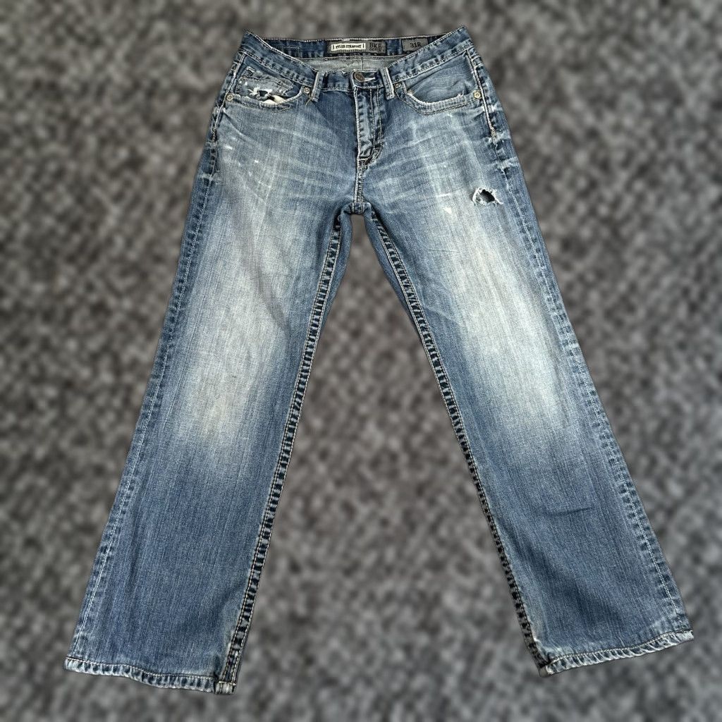 BKE BKE Denim Jeans Mens 31 Blue Tyler Straight Distressed Light Denim Preppy Hemmed Shirt/Jeans? Size US 32 / EU 48 - 1 Thumbnail