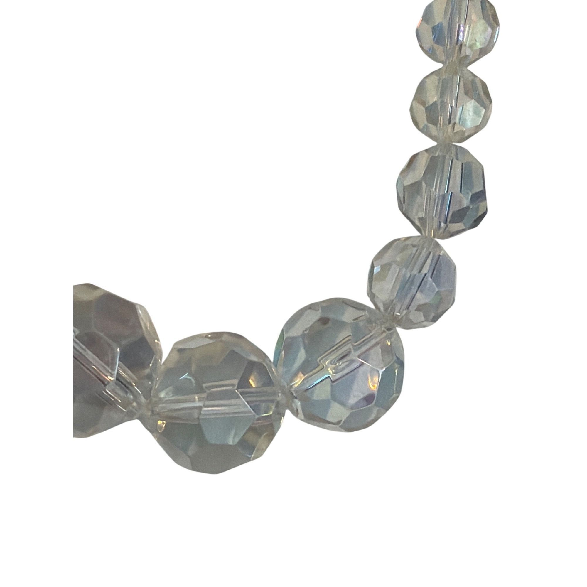 Other Vintage Clear Crystal AB Bead Necklace Graduated Silver Tone Size ONE SIZE - 2 Thumbnail