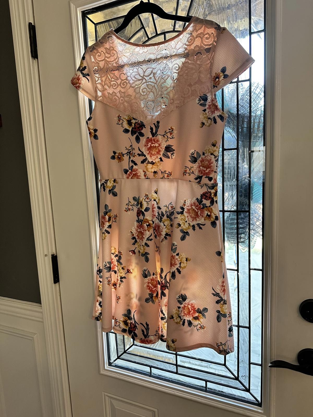 Designer Three Pink Hearts Floral Lace-Back Dress - XL Size XL / US 12-14 / IT 48-50 - 5 Thumbnail