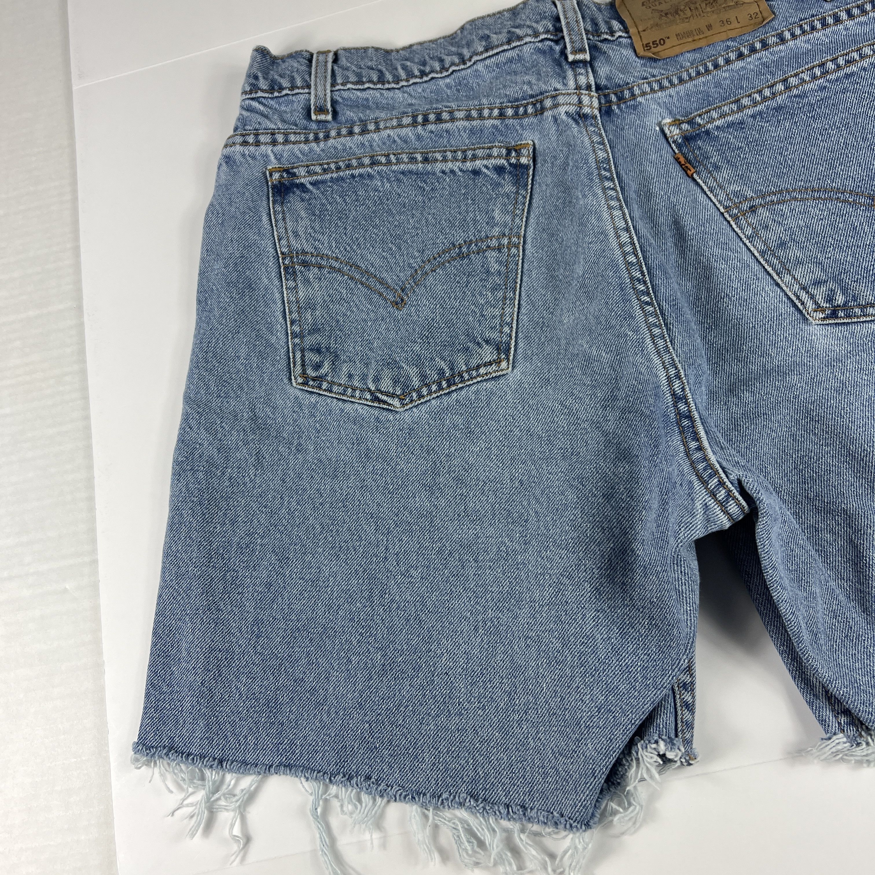 Levi's × Vintage VTG 90s Levi's Jean Short 550 Cut Off Denim Orange Tab Jorts Size US 34 / EU 50 - 8 Thumbnail