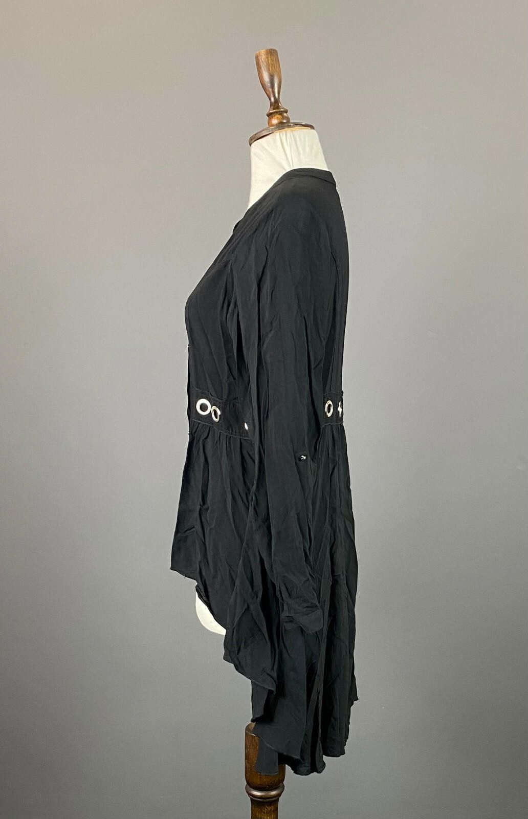 Designer Tredy Black V-Neck Button Down Tunic Dress Size 40 Size M / US 6-8 / IT 42-44 - 3 Thumbnail