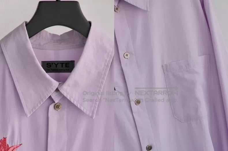 Yohji Yamamoto Yohji Yamamoto Elegant Purple Embroidered Shirt Size US XL / EU 56 / 4 - 8 Thumbnail