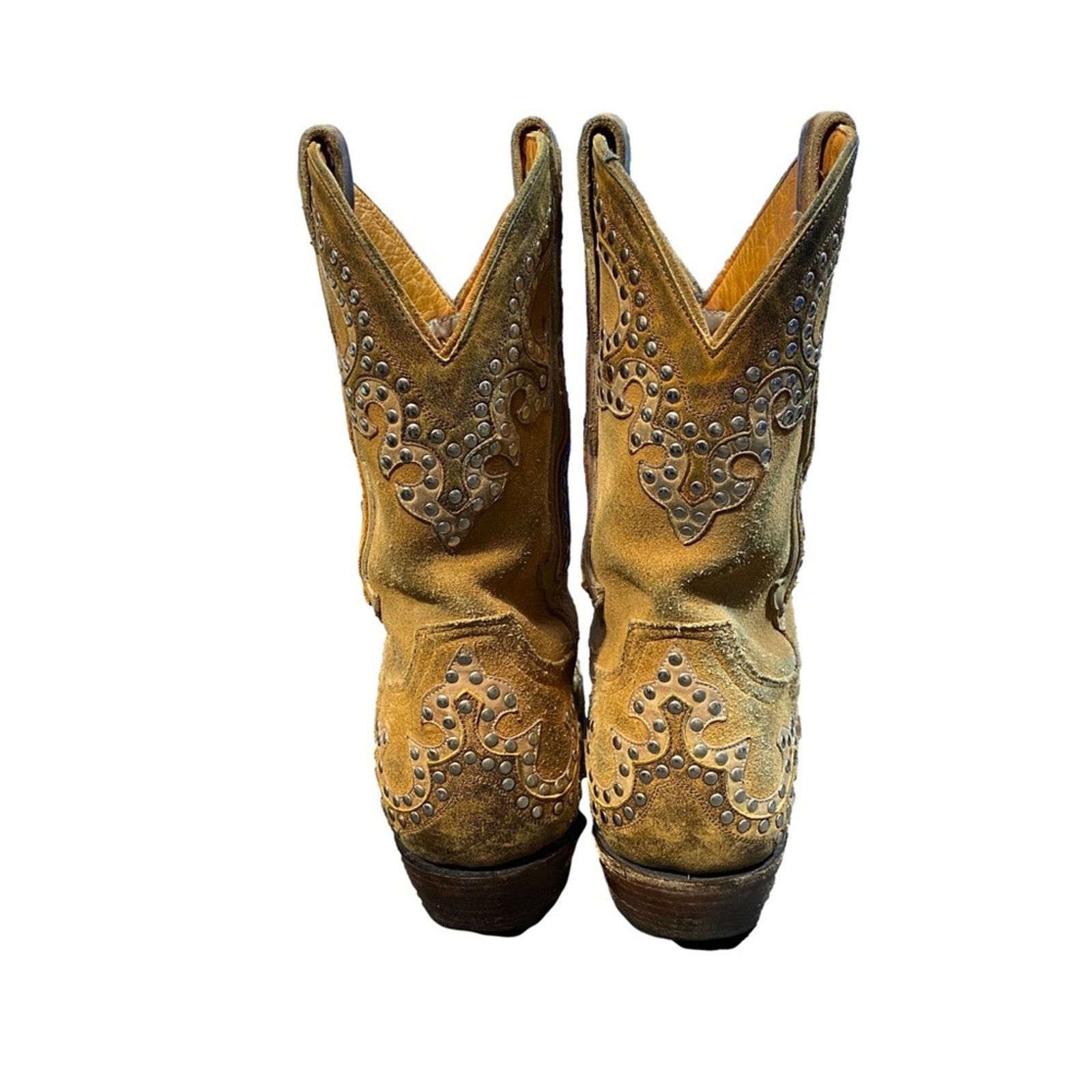 Old Gringo The Old Gringo Studded & Distressed Tan Leather Cowboy Boots Size US 7 / IT 37 - 5 Thumbnail