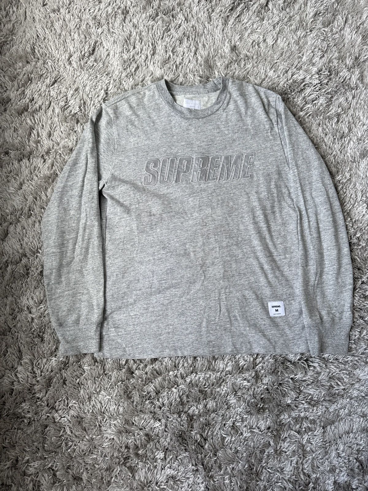 Supreme Unisex Grey Supreme Crewneck Sweatshirt Size US M / EU 48-50 / 2 - 1 Thumbnail