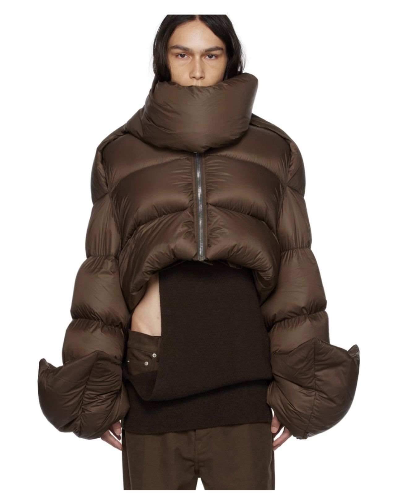 Rick Owens Rick Owens Babel Mountain Cropped Duvet Jacket Nylon Brown Size US M / EU 48-50 / 2 - 7 Thumbnail