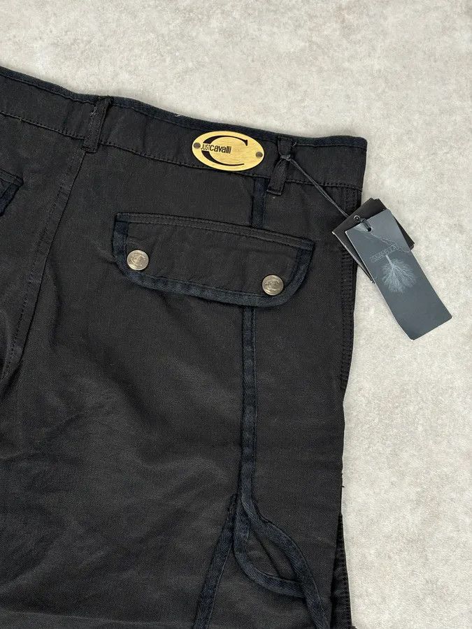 Just Cavalli 2000s Cavalli Black Avant-Garde Cargo Pants Size US 32 / EU 48 - 8 Thumbnail