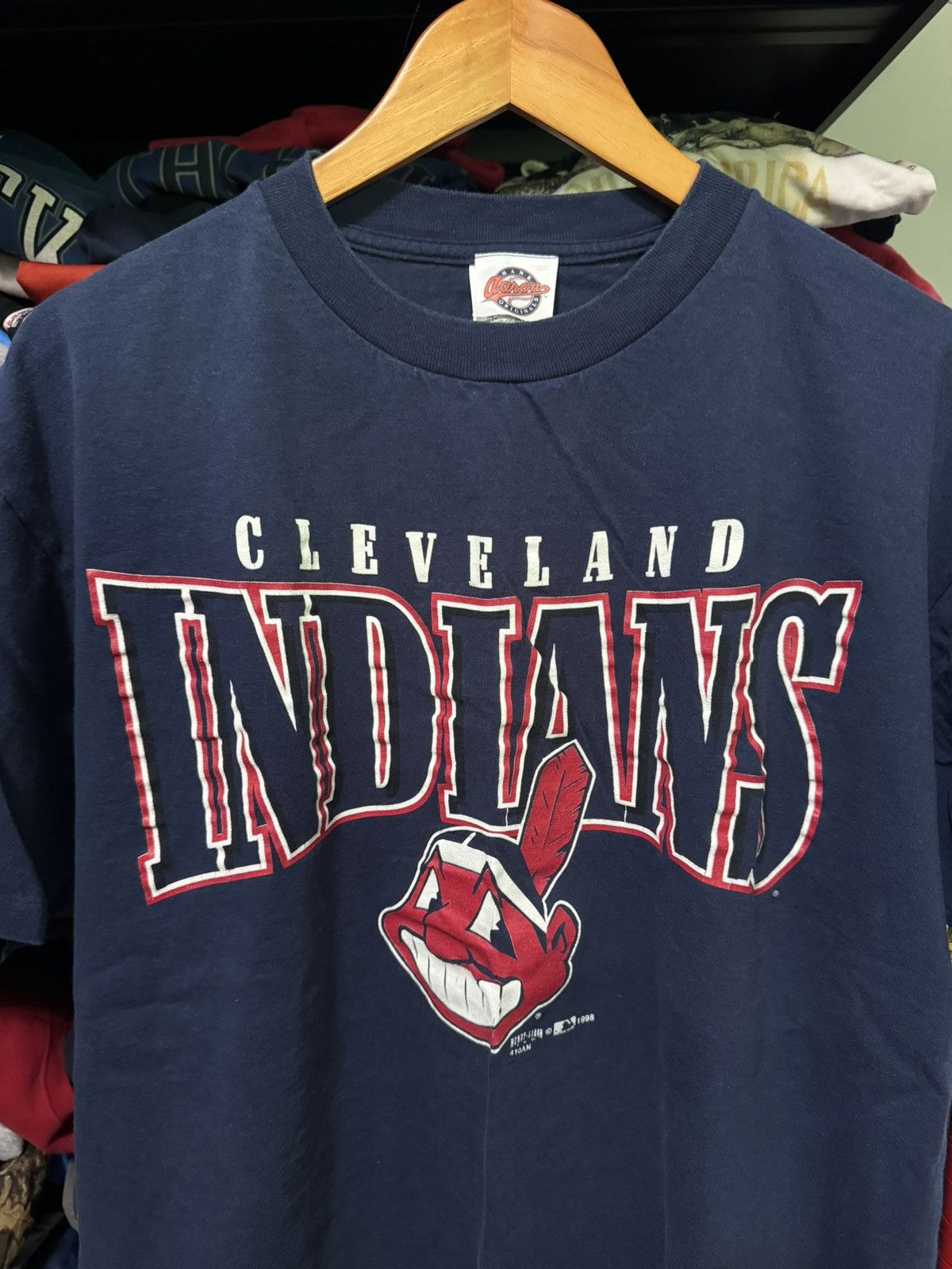 MLB × Vintage Vintage 1998* single stitch Cleveland Indians T shirt Size US XL / EU 56 / 4 - 2 Thumbnail