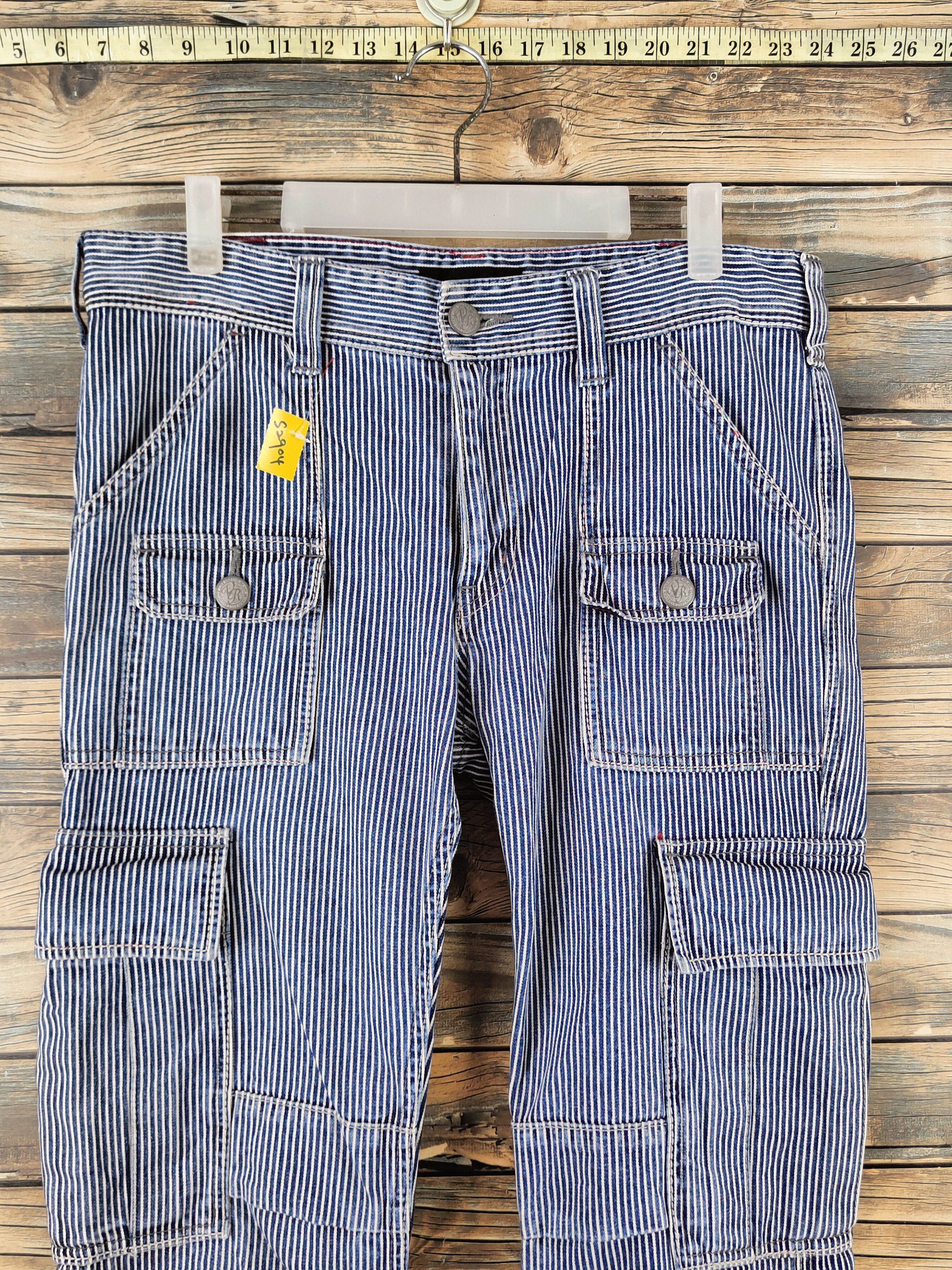 Japanese Brand DL Varosh Blue White Multipocket Cargo Pants #S2904 Size US 33 - 2 Thumbnail