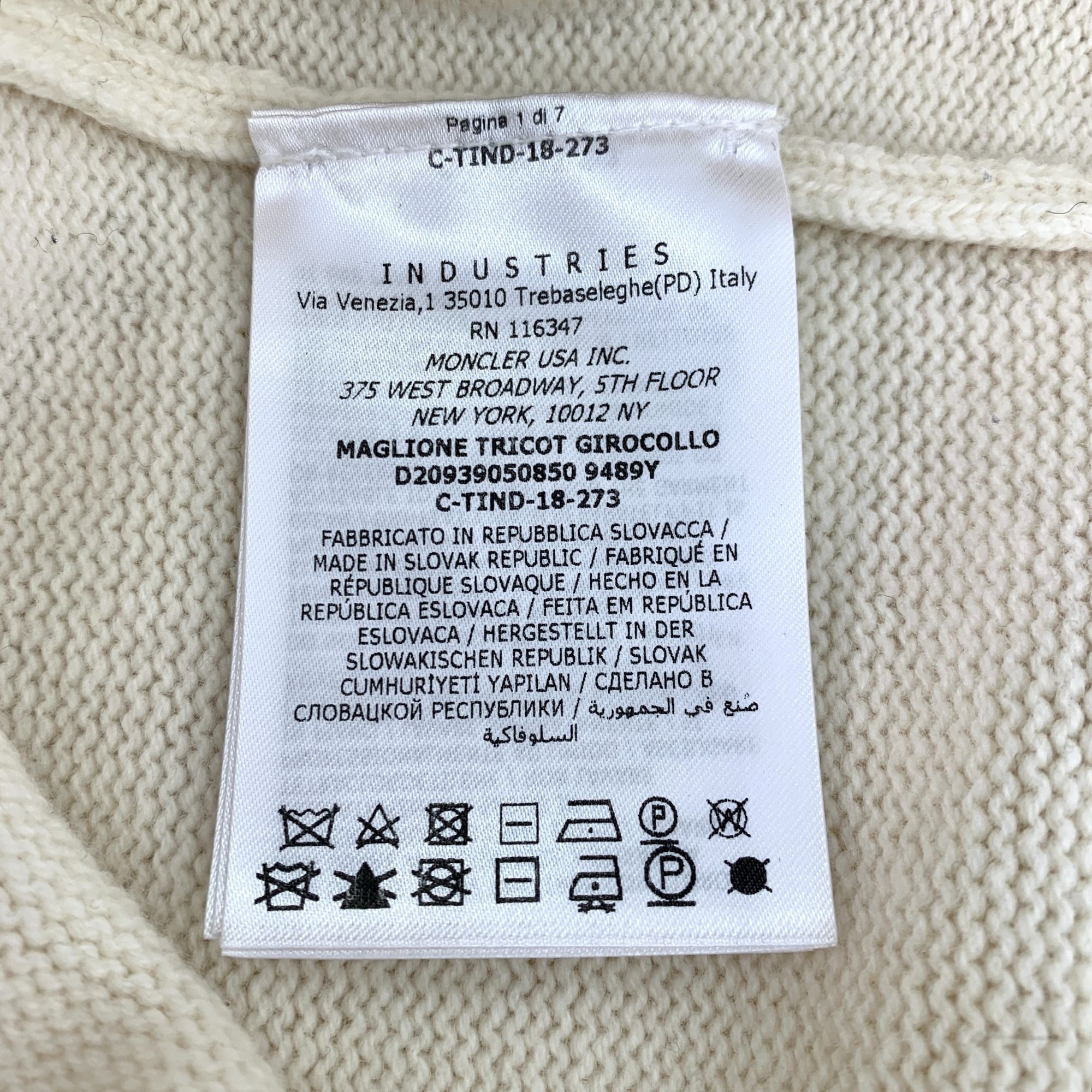 Moncler Moncler White Wool Crewneck Sweater With Gold Accents & Logo Size S / US 4 / IT 40 - 7 Thumbnail