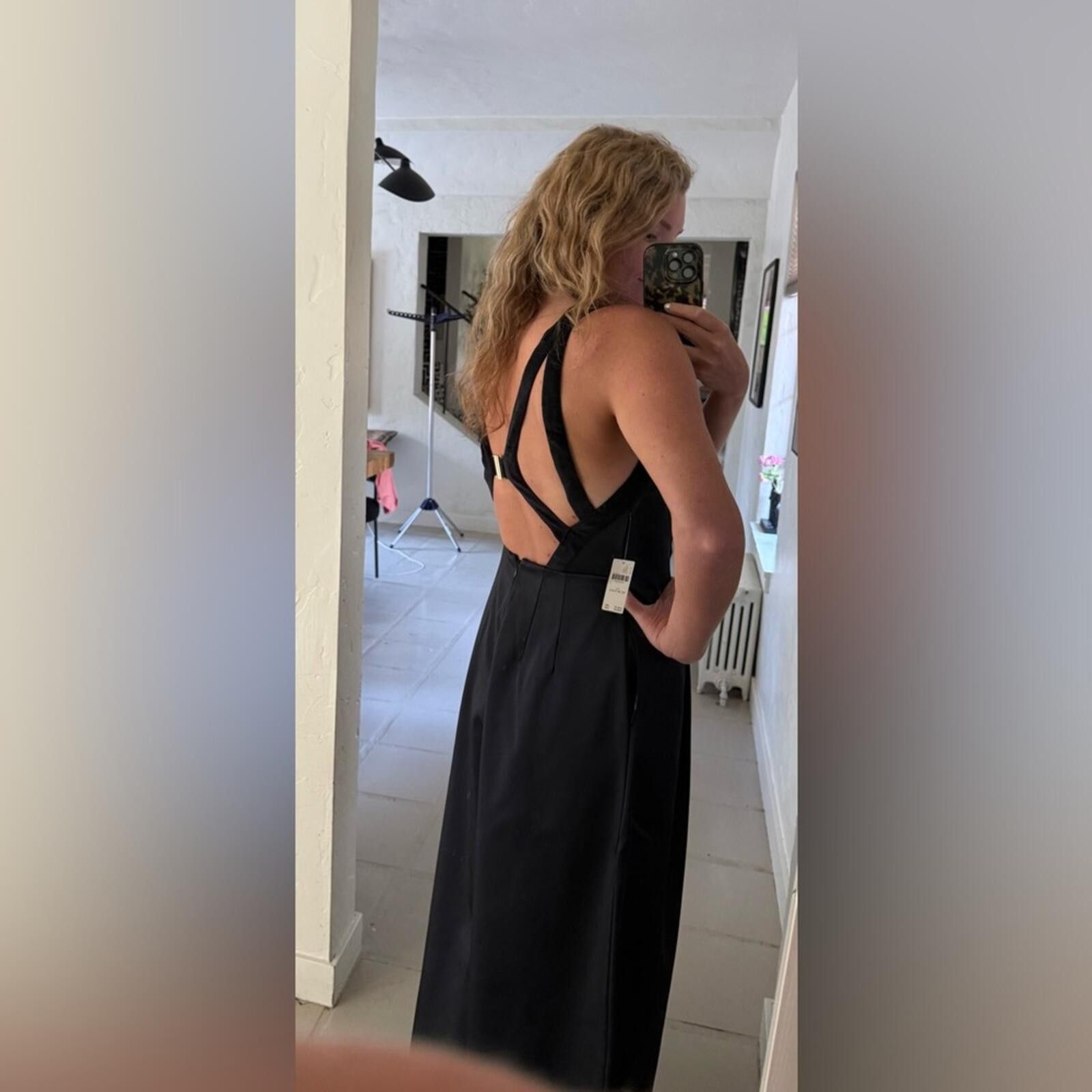 Other Anthropologie $198 Satin Wide-leg Black Jumpsuit, Size 10 T Size 32" / US 10 / IT 46 - 6 Thumbnail