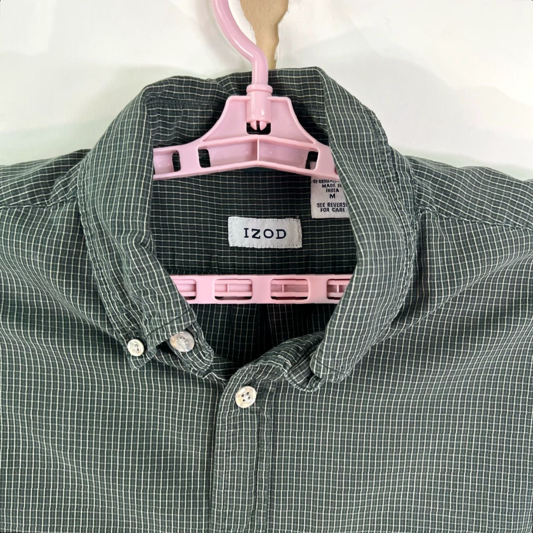 Izod VINTAGE IZOD Check Shirt Mens M Green Long Sleeve Cotton Size US M / EU 48-50 / 2 - 3 Thumbnail