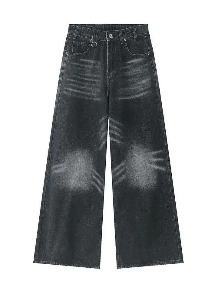 Japanese Brand Y2K Washed Black Retro Straight Wide-leg Jean Size US 32 / EU 48 - 5 Thumbnail