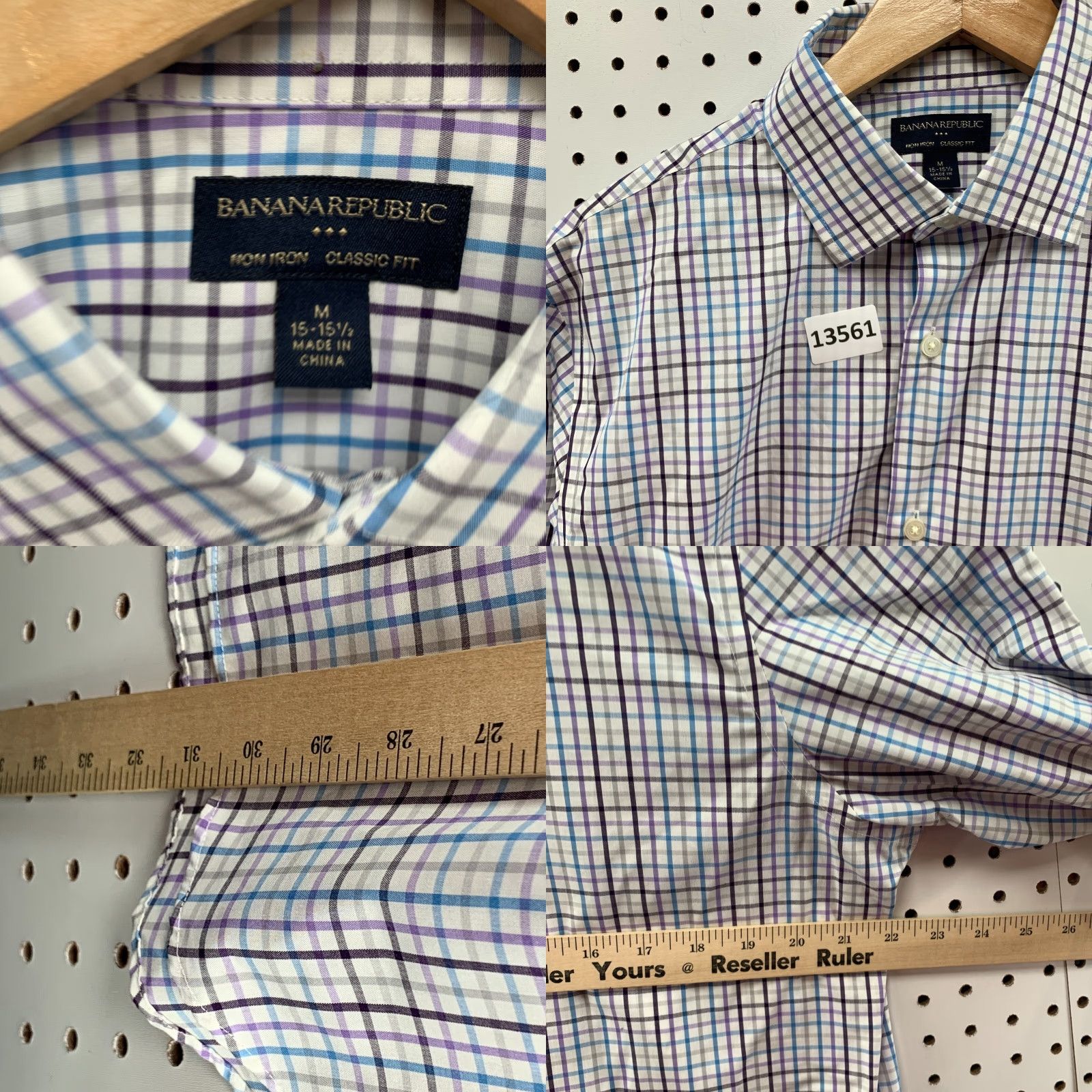 Banana Republic Banana Republic Classic Fit Bi-Colored Checker Medium Non Iron Long Sleeve Size US M / EU 48-50 / 2 - 8 Thumbnail