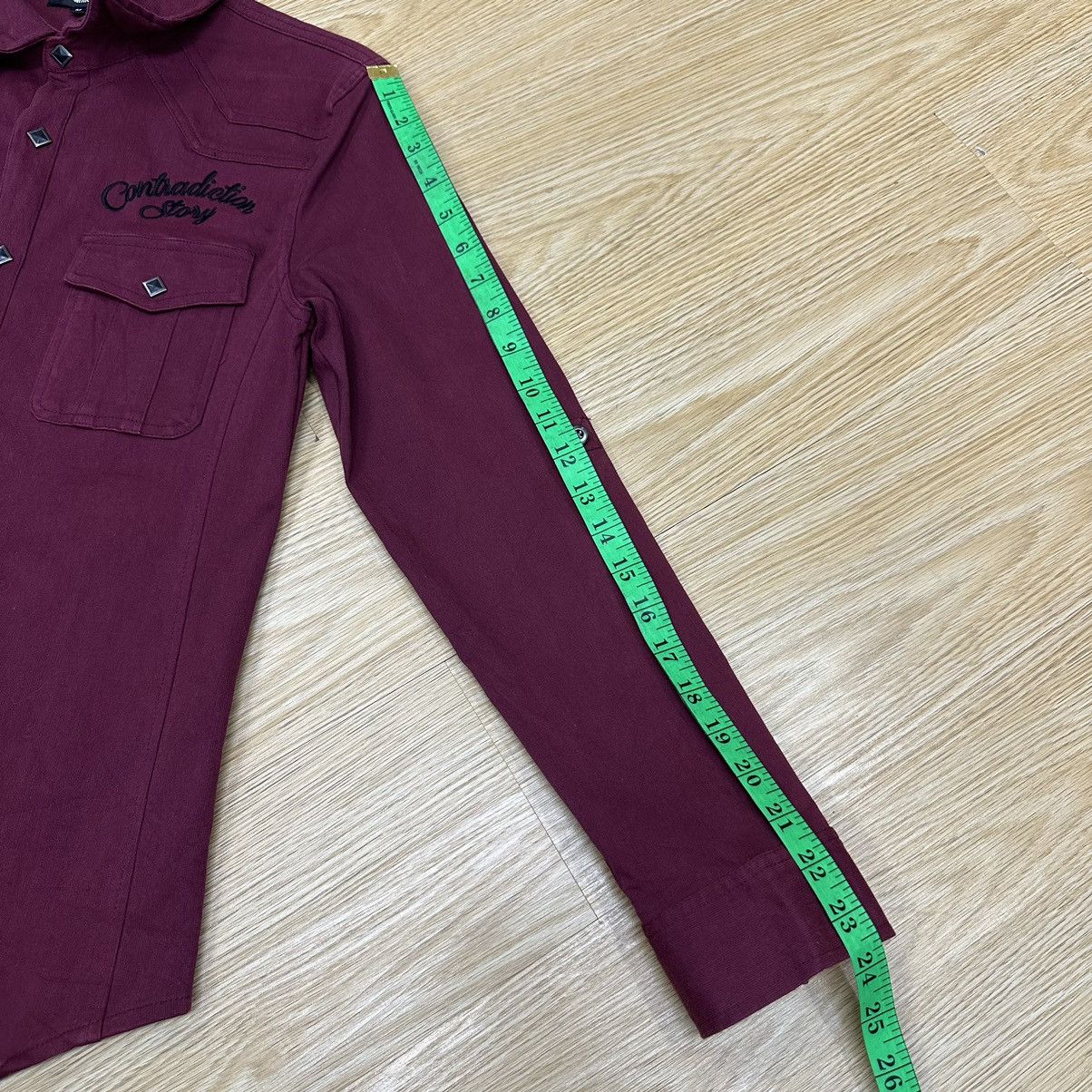 semanticdesign Semantic Design Punk Maroon Denim Shirt A800 Size US S / EU 44-46 / 1 - 14 Thumbnail