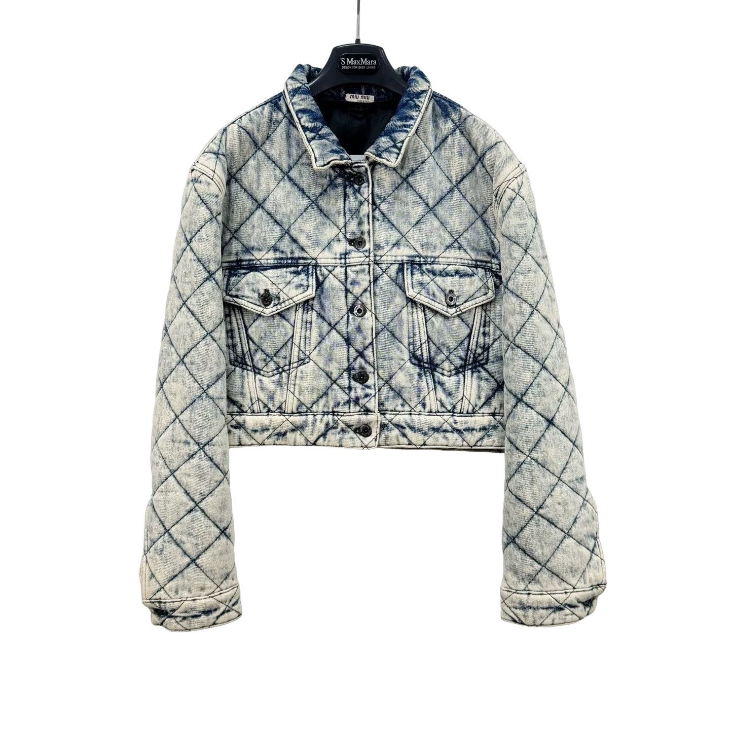 Miu Miu Miu Miu Quilted Logo Denim Jacket Size 40 Size S / US 4 / IT 40 - 1 Thumbnail