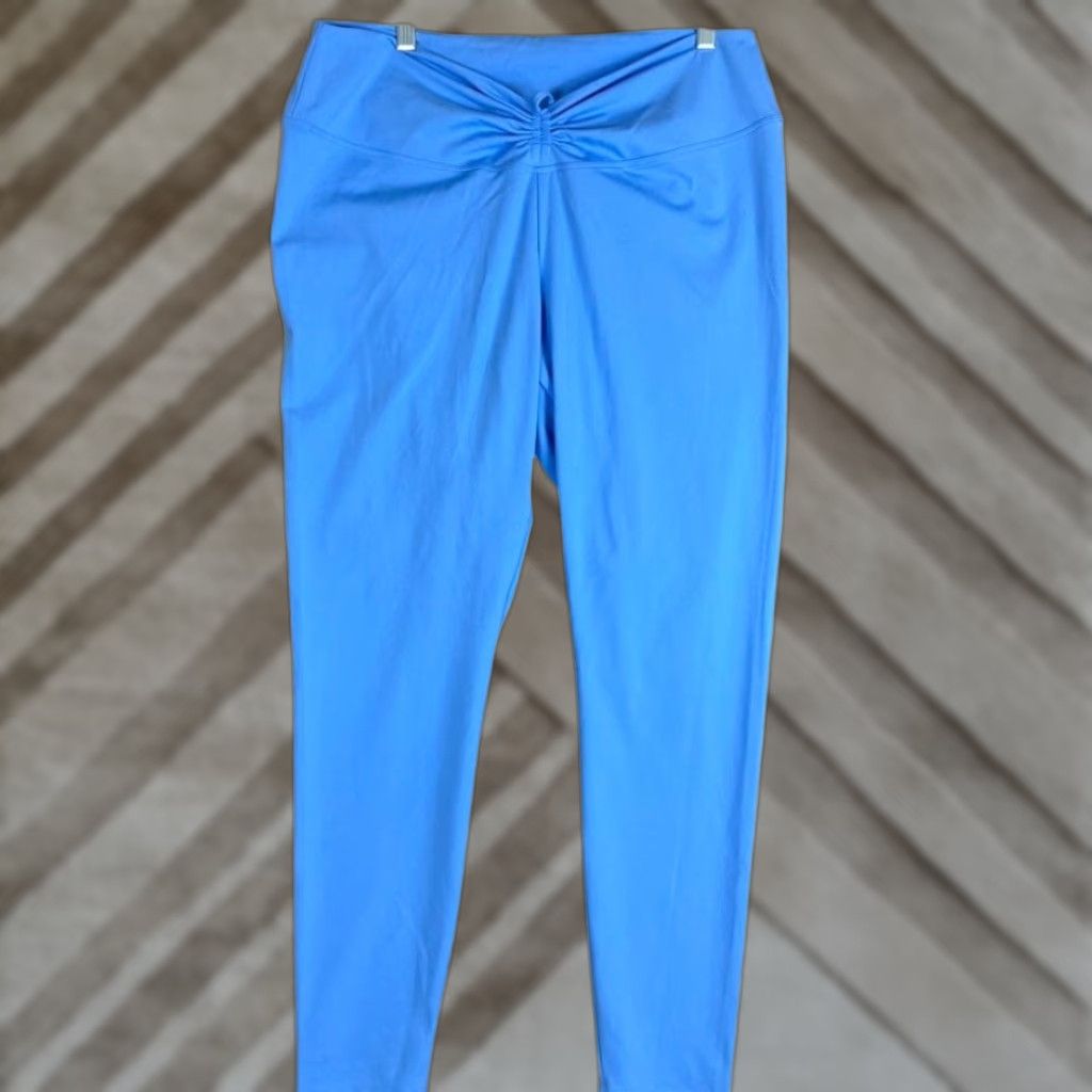 Pinko PINK Active Womens Leggings Blue Adjustable Ruched Front Skinny Stretch XXL Pants Athletic Women Size 24" / US 00 / IT 34 - 1 Thumbnail