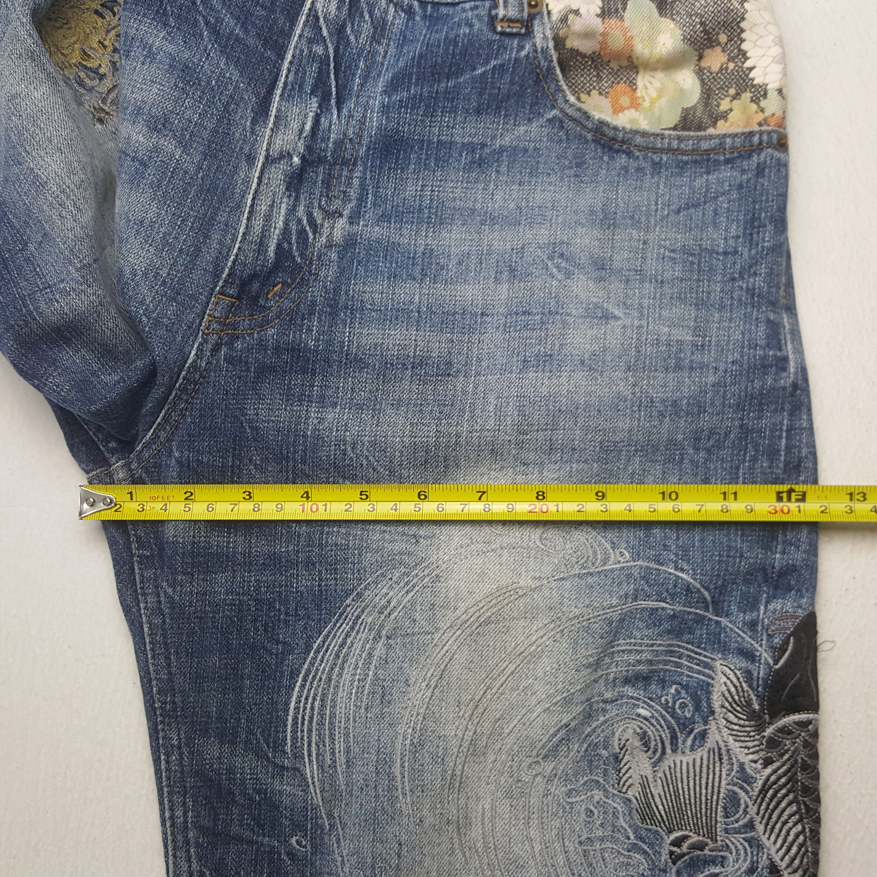 Japanese Brand Vintage Karakuri Tamashii Japanese Koi Art Denim Jeans RR9 Size US 29 - 12 Thumbnail