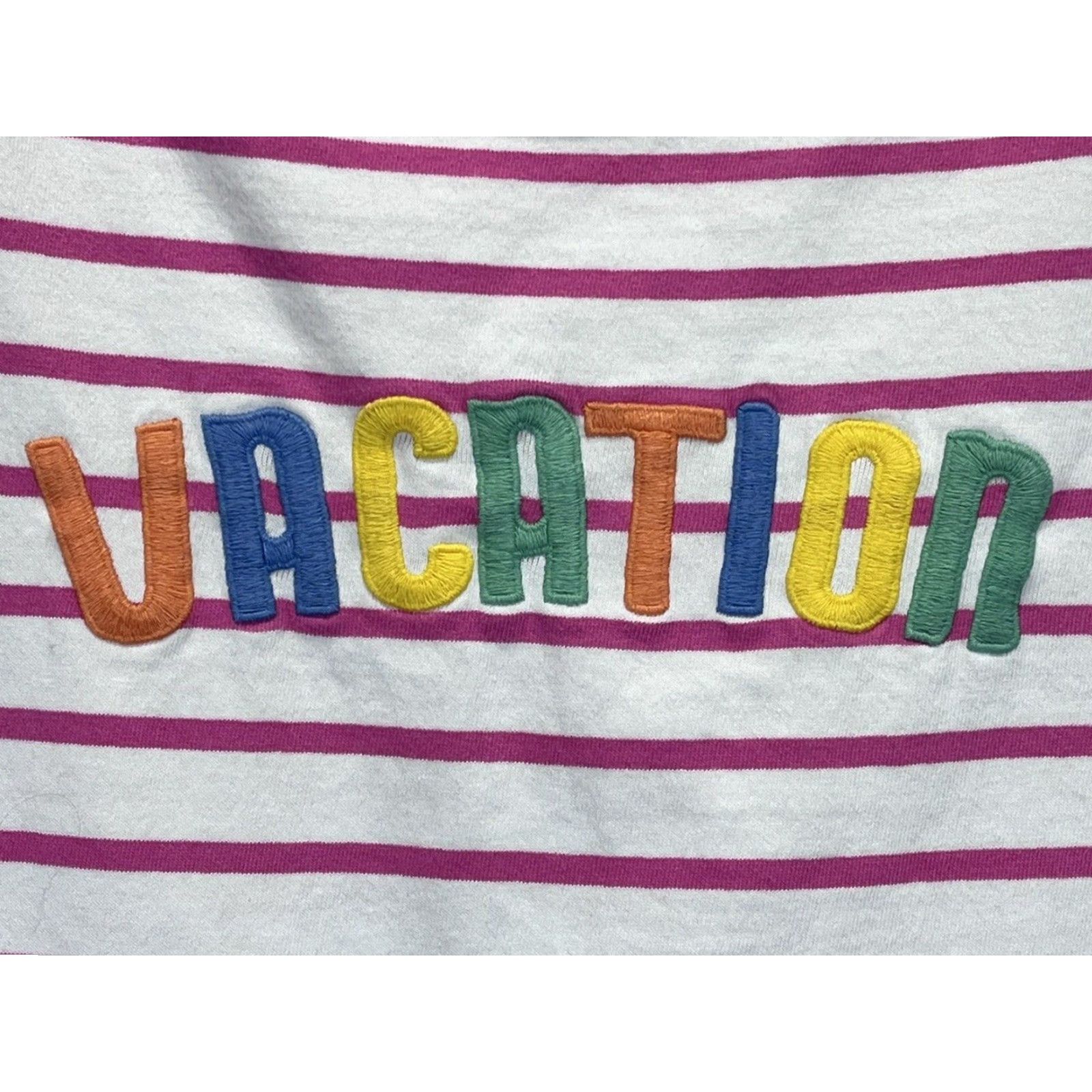 Talbots Talbots Vacation Shirt Womens 1X Plus Striped 3/4 Sleeve Pink White Cotton Casual Beach Womens Size XL / US 12-14 / IT 48-50 - 2 Thumbnail