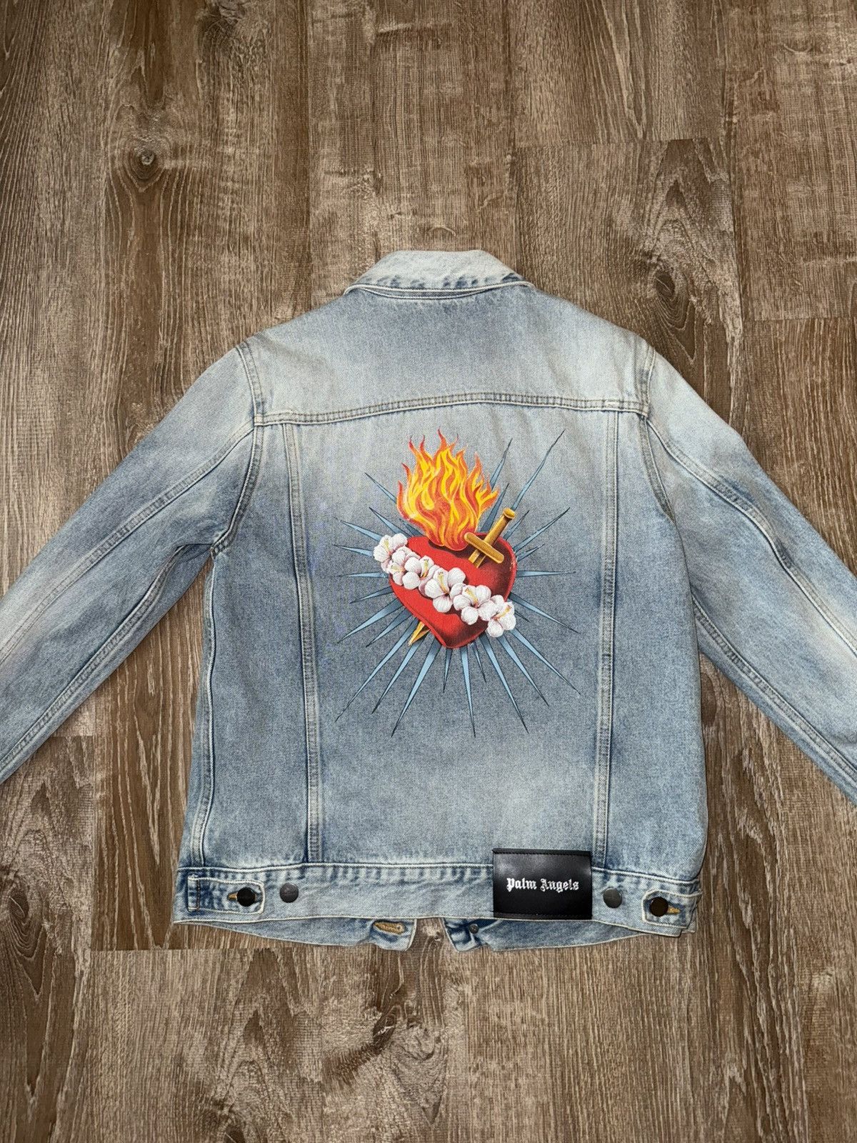 Palm Angels Palm Angels Sacred Heart Denim Jacket Size US S / EU 44-46 / 1 - 2 Thumbnail