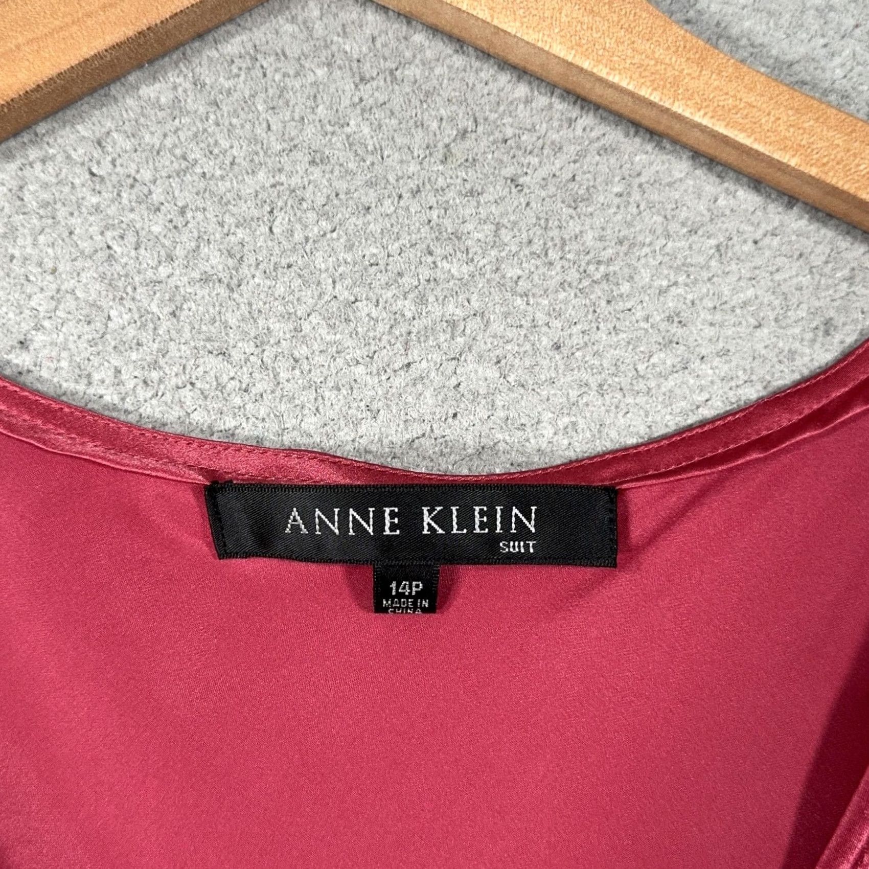 Anne Klein Anne Klein Silk Tank Camisole Womens 14P Pink Ruffle Front Satin Top Cami Sleeveless V-Neck Petite Size XL / US 12-14 / IT 48-50 - 4 Thumbnail