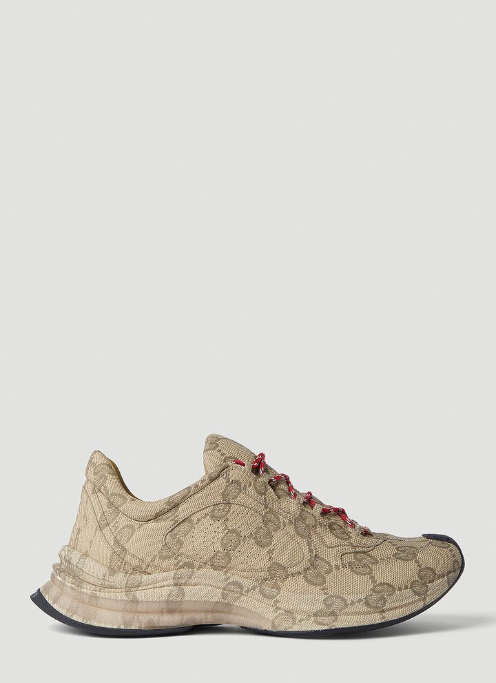 Gucci o1s1wg110425 Men's Gucci Run Sneakers in Beige & Green Size US 9.5 / EU 42-43 - 1 Thumbnail
