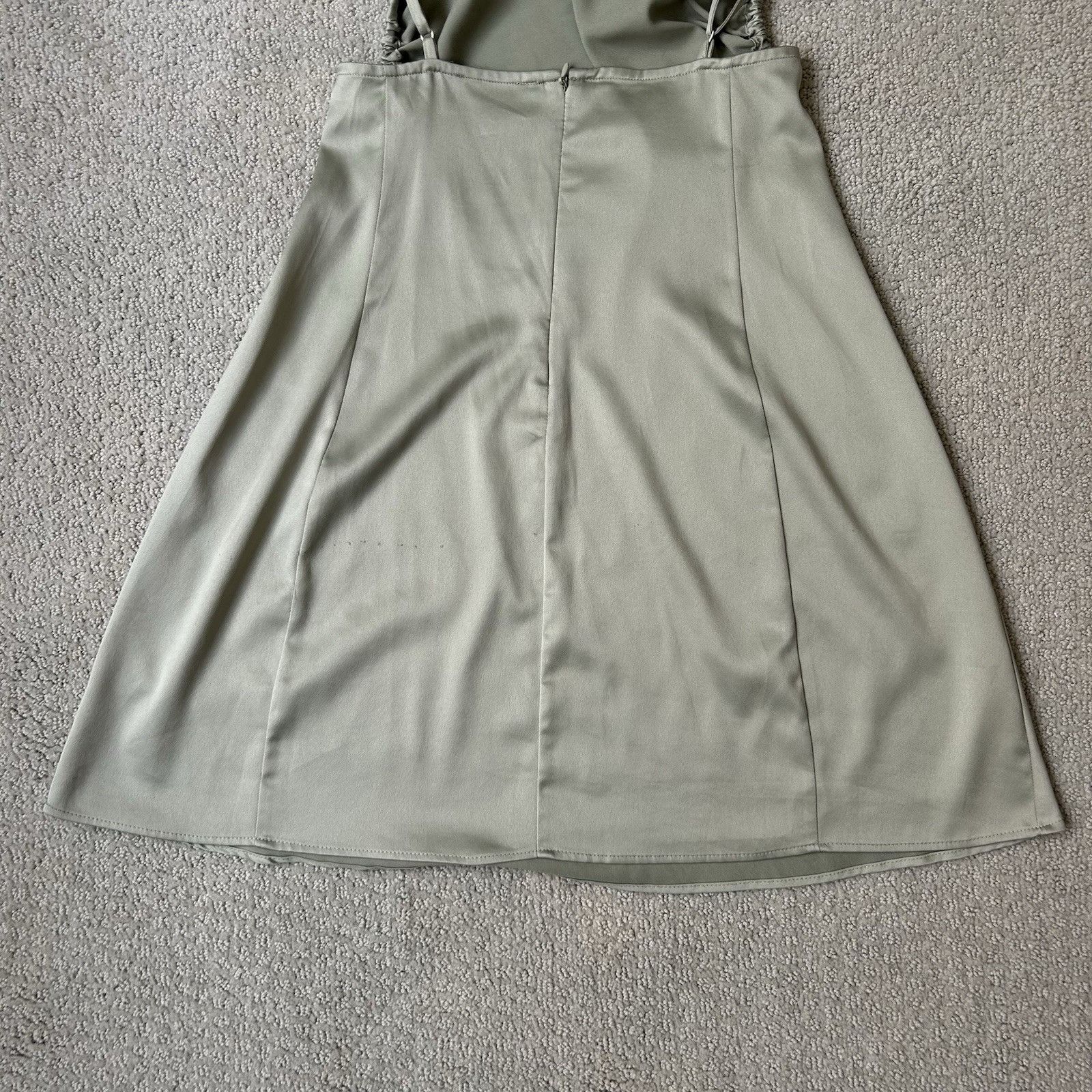 WeWoreWhat Danielle Bernstein Revolve Womens Green Satin Ruched Slip Mi Size XS / US 0-2 / IT 36-38 - 10 Thumbnail