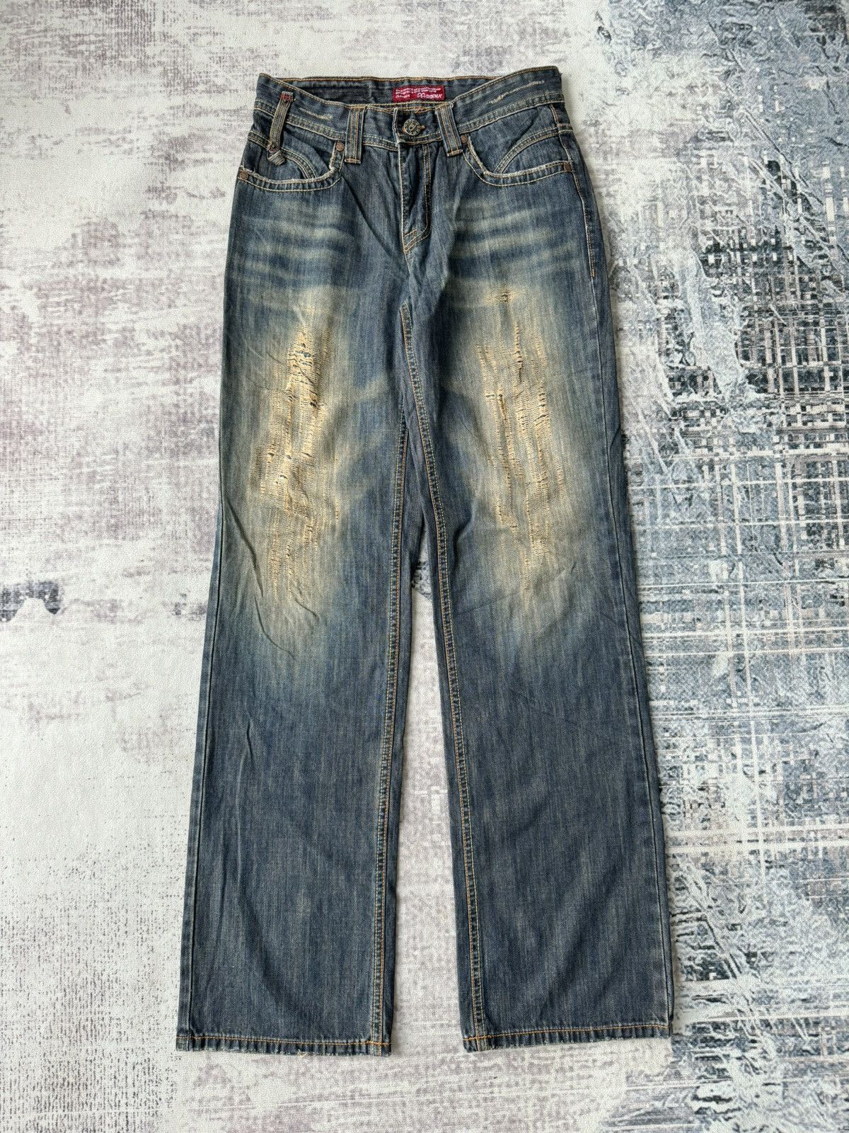 Japanese Brand Denma DF-7 Devil Flared Distressed Denim / GOA Style Size US 29 - 2 Thumbnail