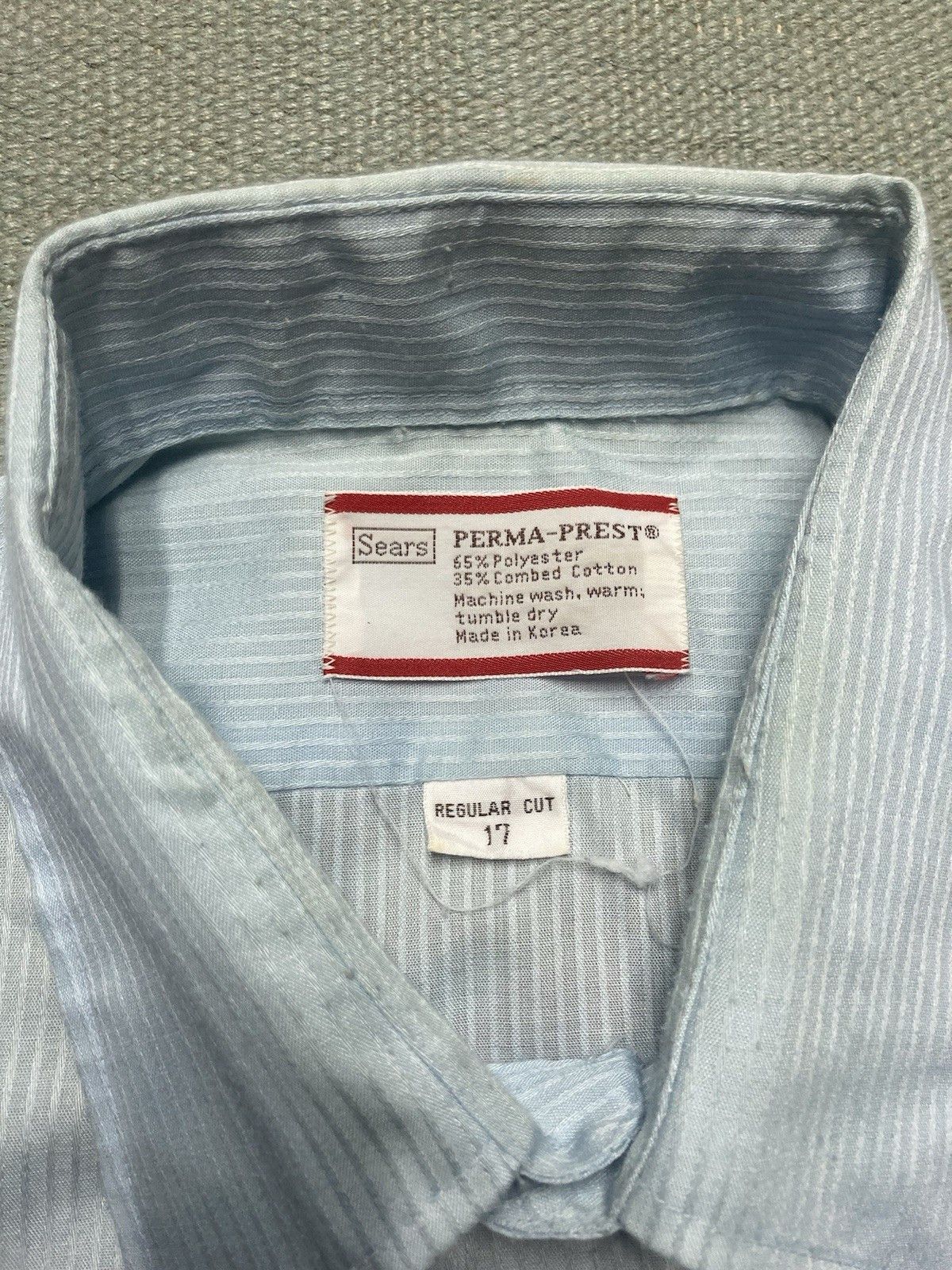 Vintage Vtg 80s button shirt Sears poly cotton lightweight stripe XL Size US XL / EU 56 / 4 - 6 Thumbnail