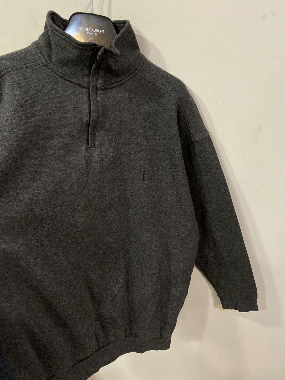 Yves Saint Laurent 90’s YSL Sweatshirt 1/4 Quarter Zip Grey Sweater Vintage Size US XXL / EU 58 / 5 - 11 Thumbnail