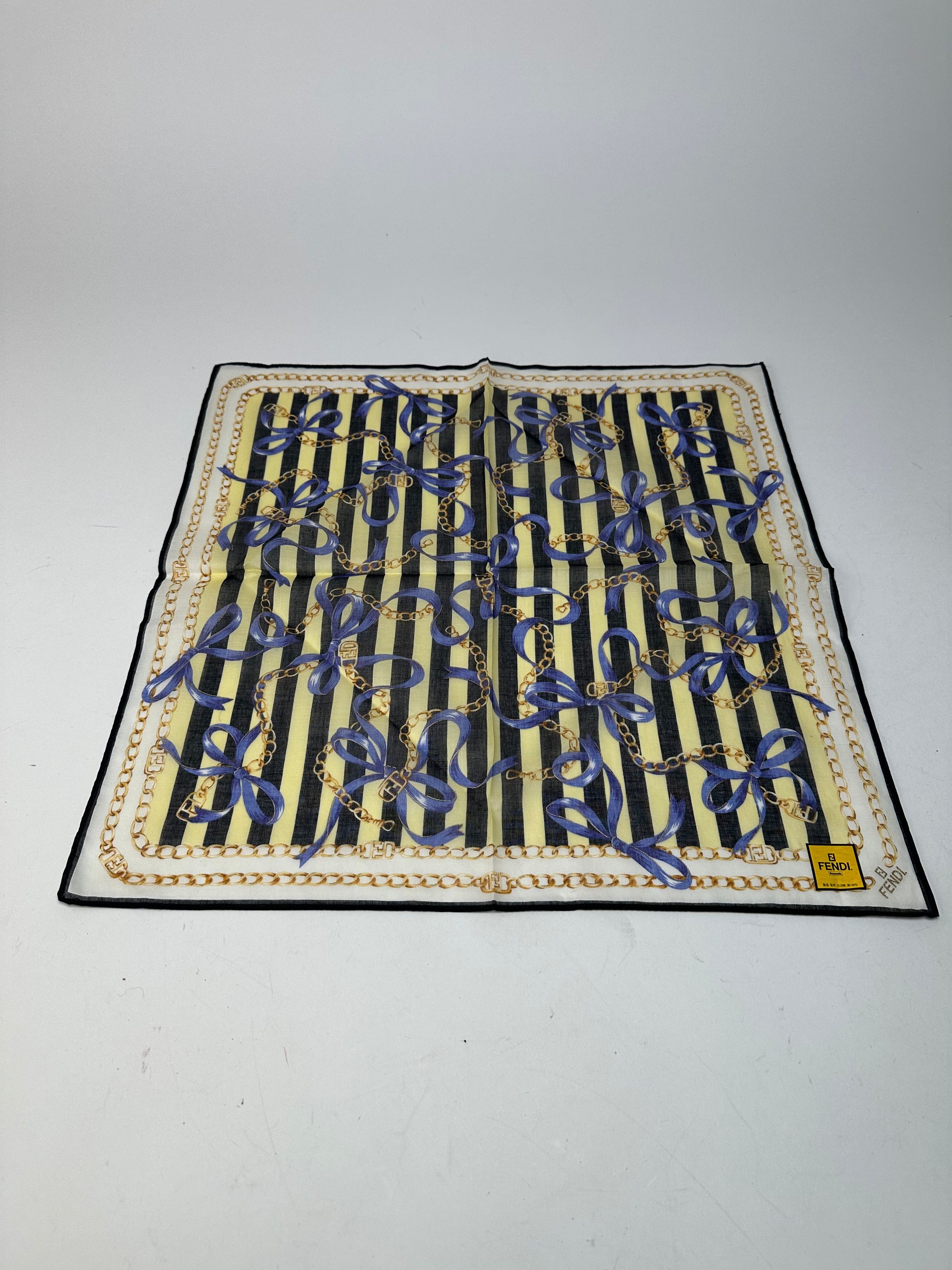 Fendi Vintage Scarf Striped Yellow Black Size ONE SIZE - 1 Thumbnail