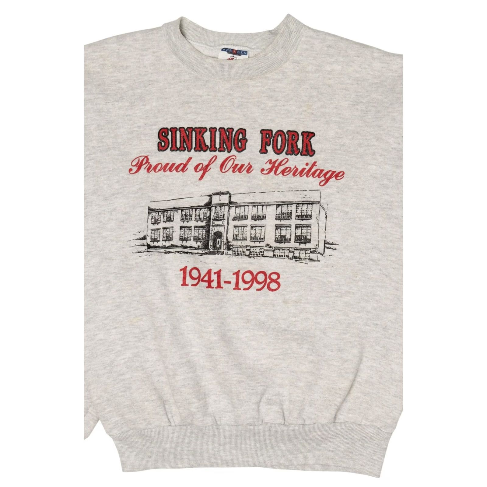 Jerzees VINTAGE Jerzees Sweatshirt "Proud Of Our Heritage" 1990s Grey Medium Mens Girl? Size US M / EU 48-50 / 2 - 6 Thumbnail