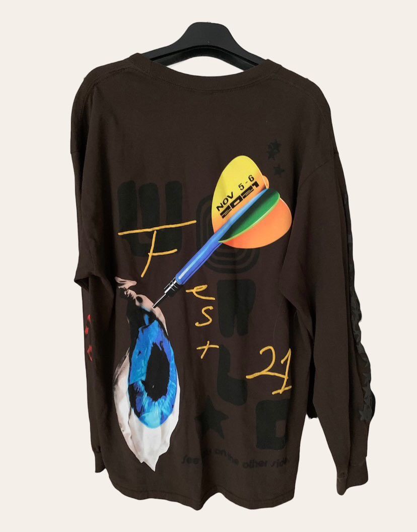 image of Travis Scott Longsleeve T-Shirt Otherside in Brown, Men's (Size Medium)