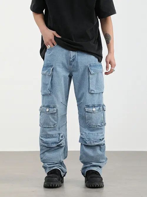 Jean Hip-hop retro men's American loose washed wide-leg jeans Size US 32 / EU 48 - 4 Thumbnail