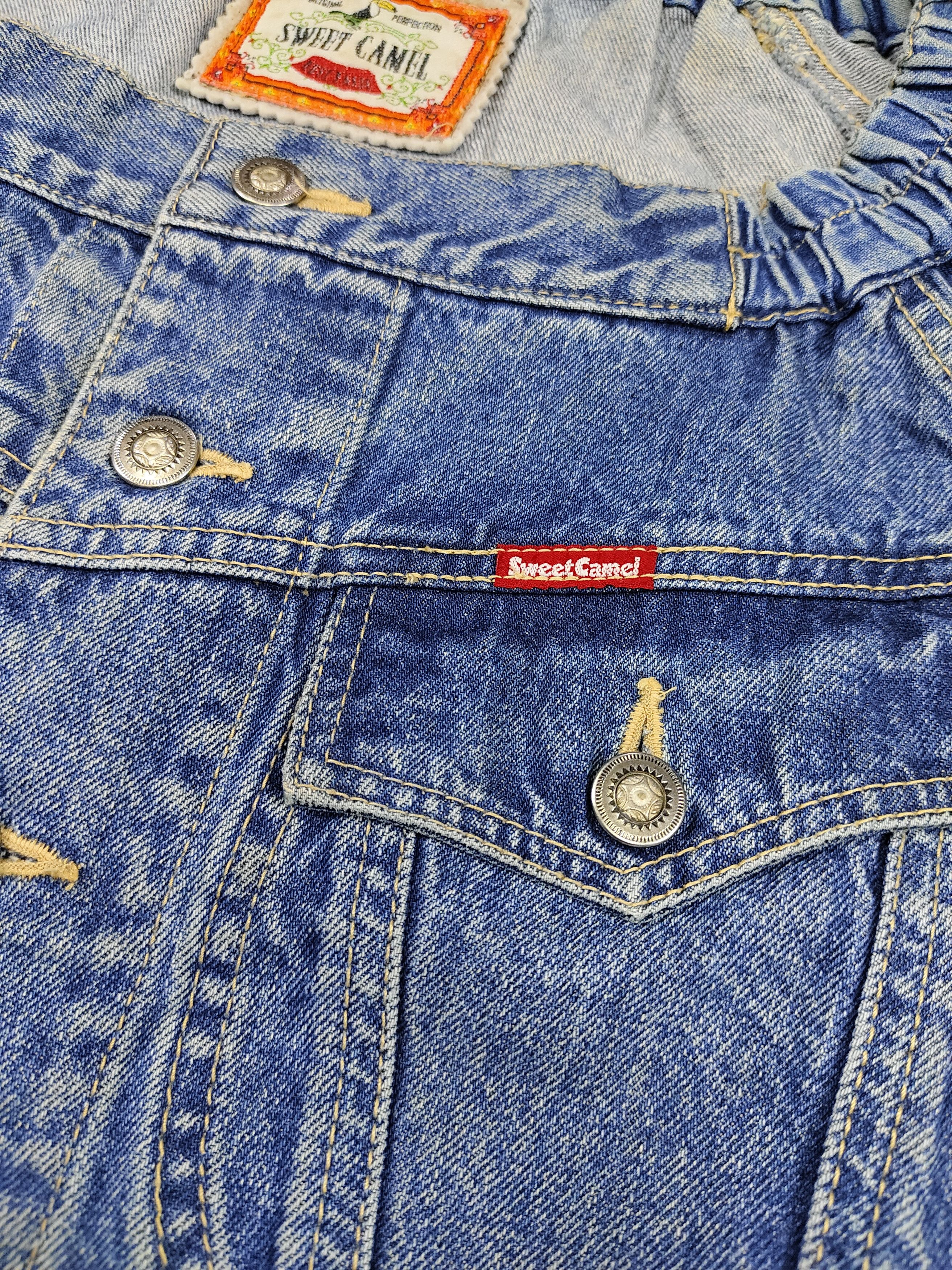 Japanese Brand 90s Sweat Camel- Off Shoulder Y2K Cropped Denim Jacket Size M / US 6-8 / IT 42-44 - 4 Thumbnail