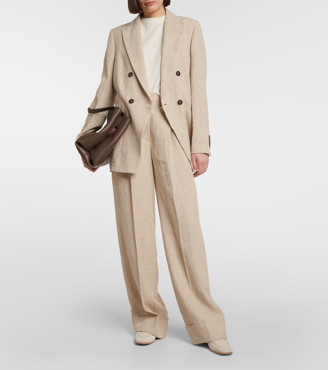 Brunello Cucinelli o1y0725 Blazer in Beige Size M / US 6-8 / IT 42-44 - 5 Thumbnail